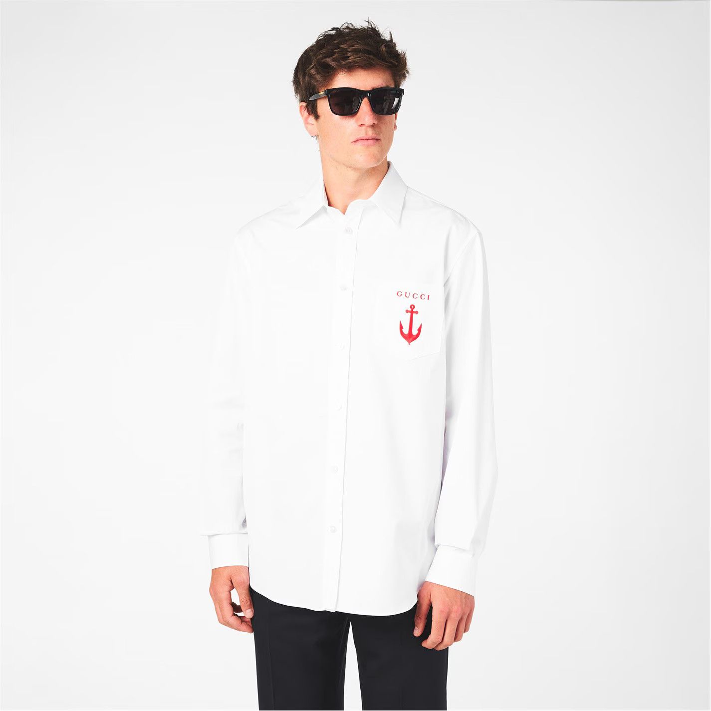 Gucci o1g2r1mq0426 Long Sleeve Tailored Fit Shirt in White Size US M / EU 48-50 / 2 - 3 Thumbnail