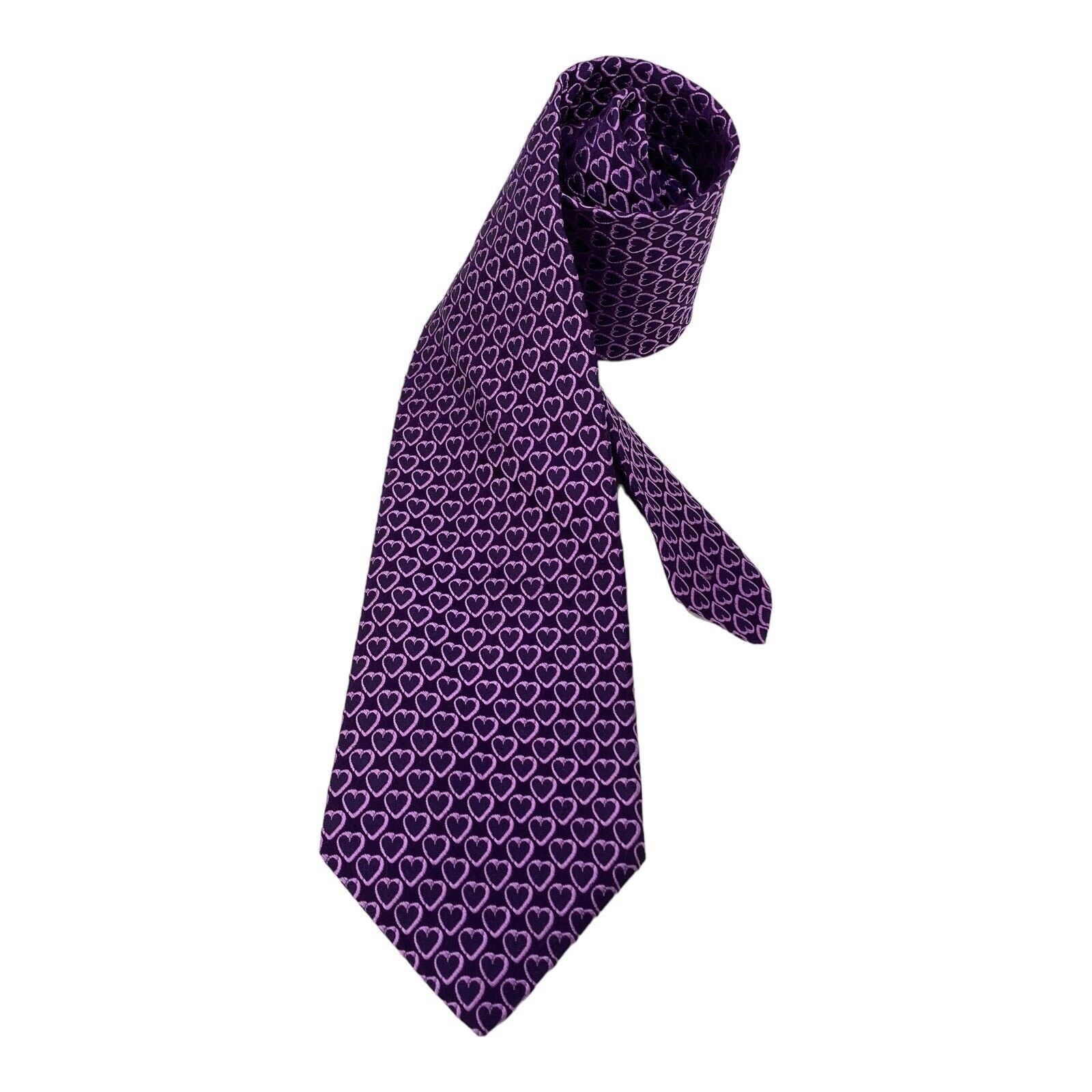 Ted Baker TED BAKER Purple Heart Print Luxury Silk Tie Hand Taillored Size ONE SIZE - 1 Thumbnail