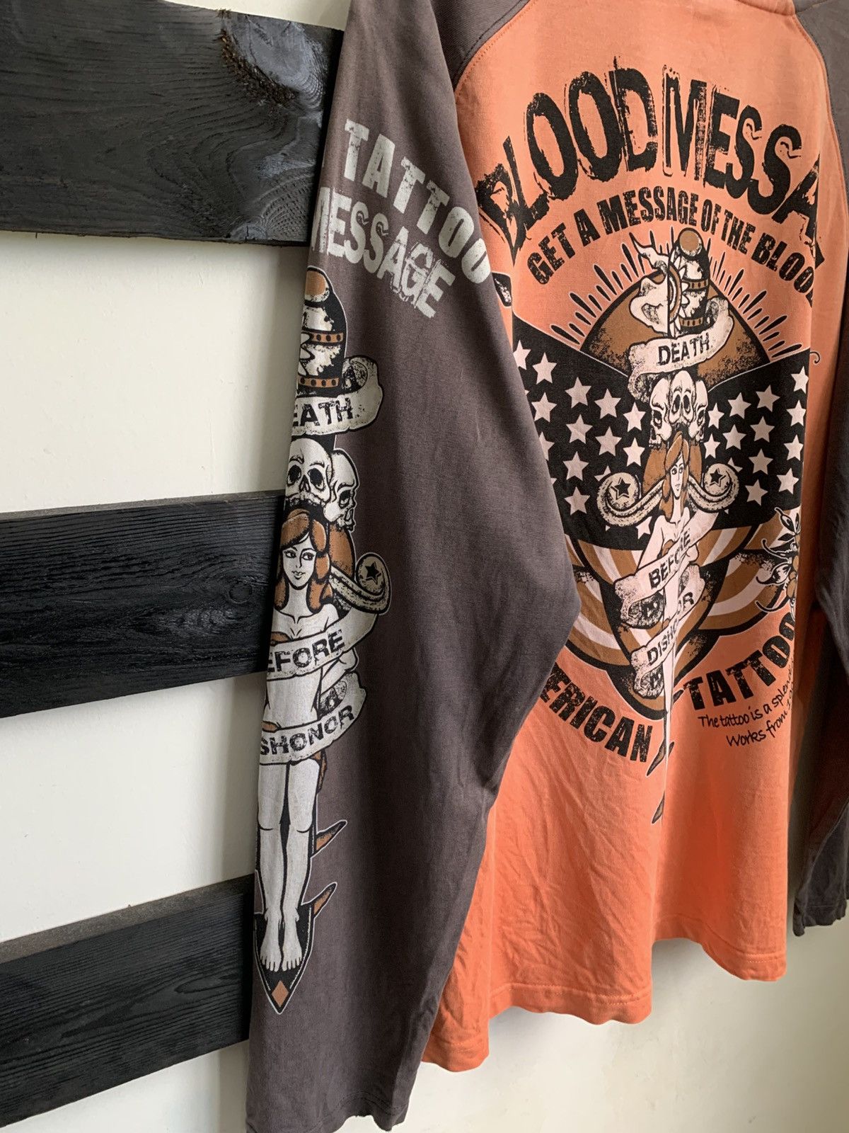 Affliction Distressed Sunfaded Blood Message Tatoo by Ted Company Shirt Size US L / EU 52-54 / 3 - 9 Thumbnail