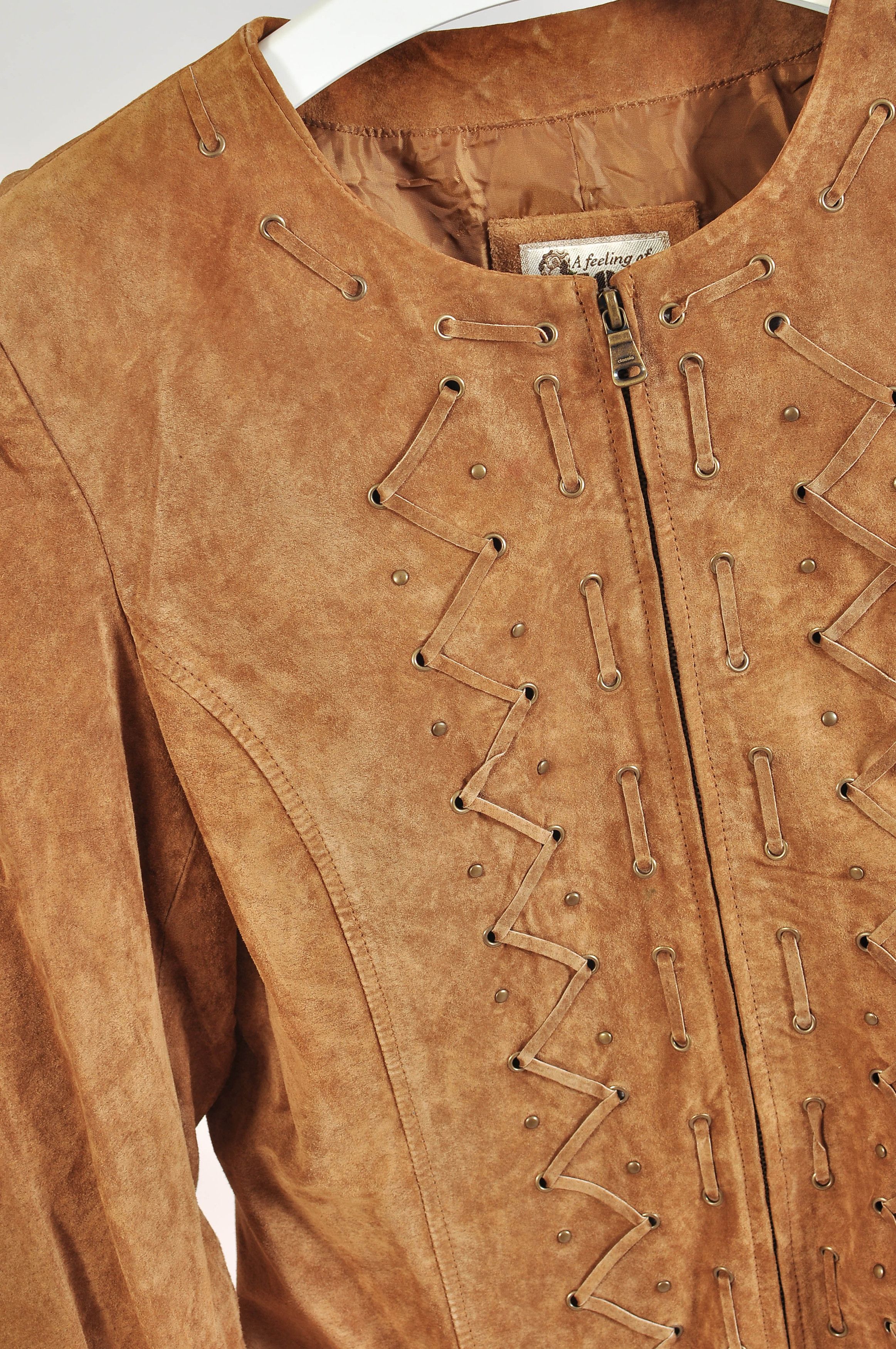 Other Vintage 90s A Feeling of Joy Suede Leather Jacket Size L / US 10 / IT 46 - 2 Thumbnail