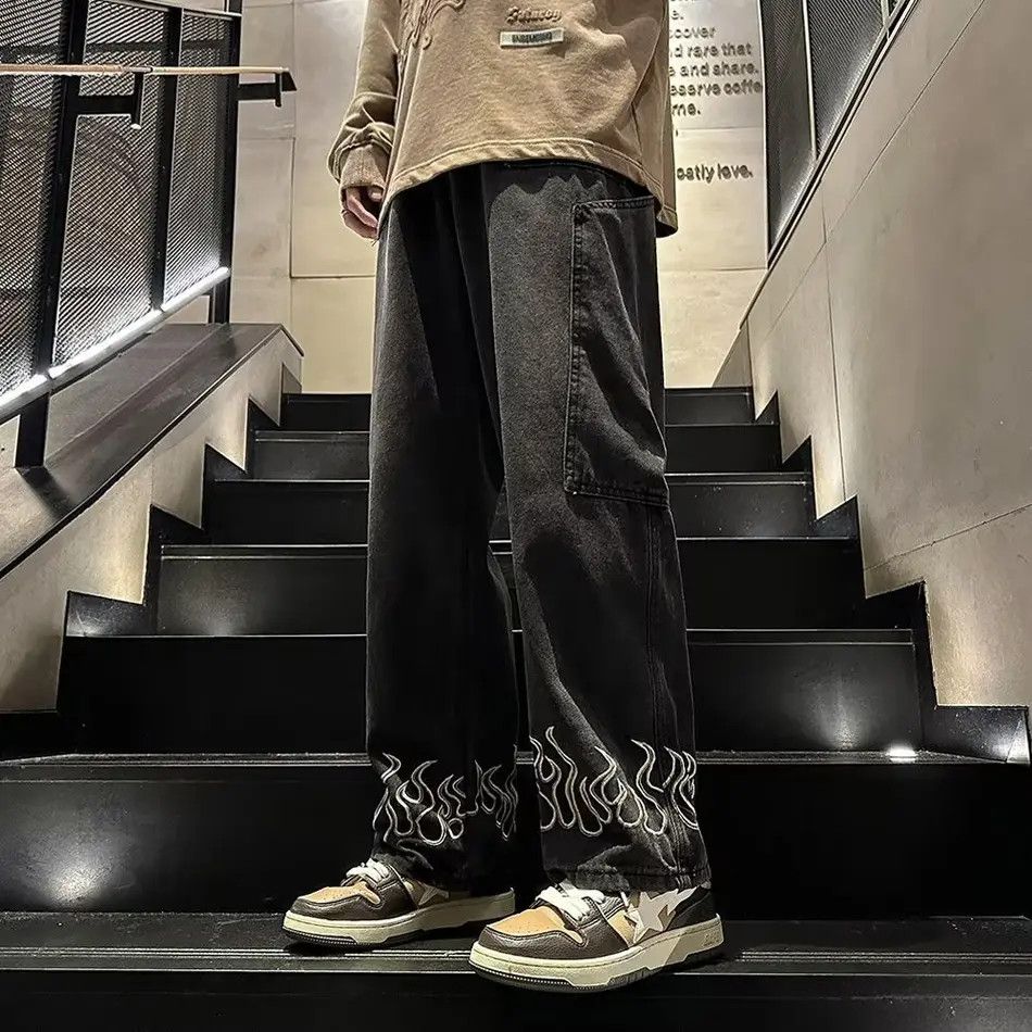 Japanese Brand × Jean Retro loose straight leg embroidered jeans Size US 32 / EU 48 - 5 Thumbnail