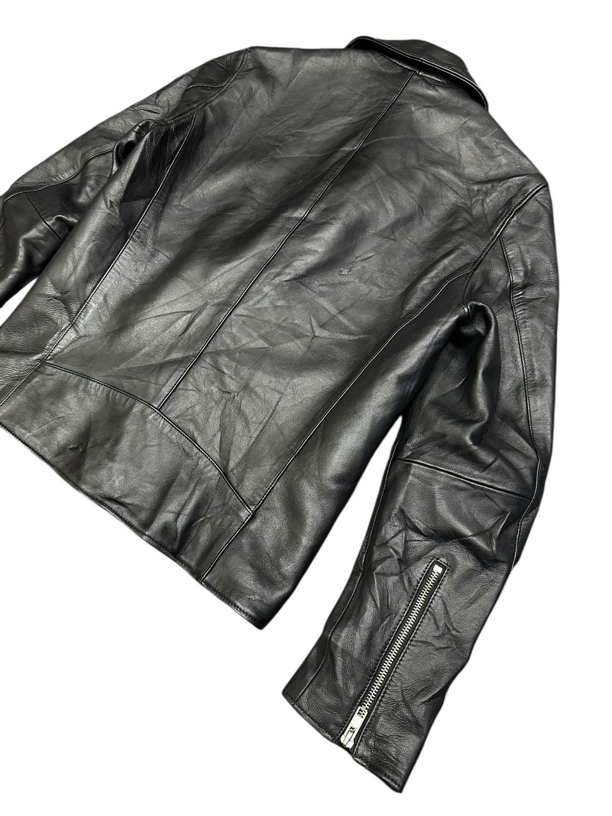 LIDNM Double Collar Leather Jacket