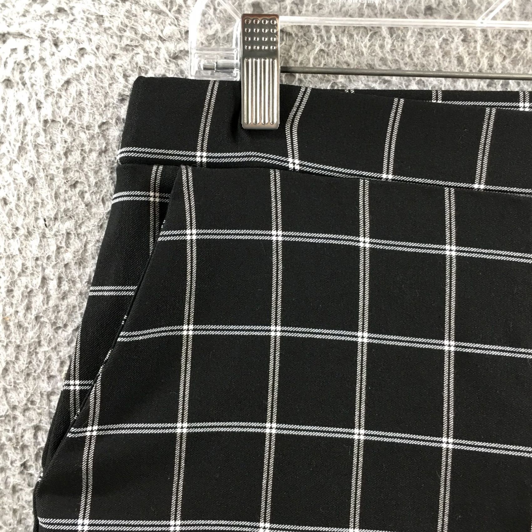 Calvin Klein Calvin Klein Pants L Black White Plaid Hi-Rise Pull On Cropped Side Pocket Women Size 36" / US 14 / IT 50 - 3 Thumbnail