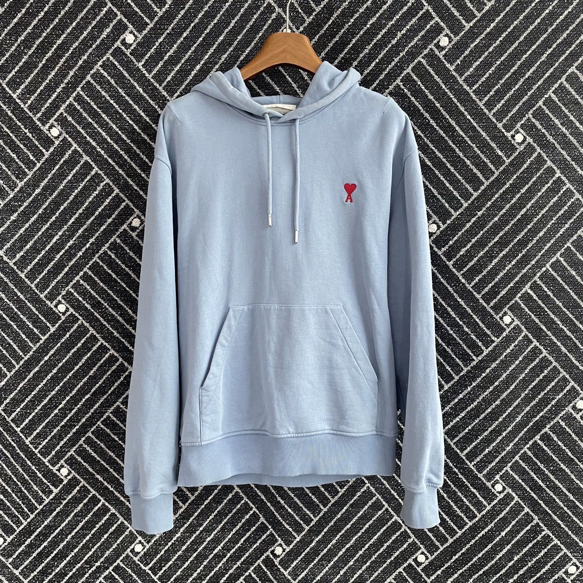 AMI 98 New AMIPARIS Heart Embroidery Unisex Baby Blue Hoodie M Size M / US 6-8 / IT 42-44 - 1 Thumbnail