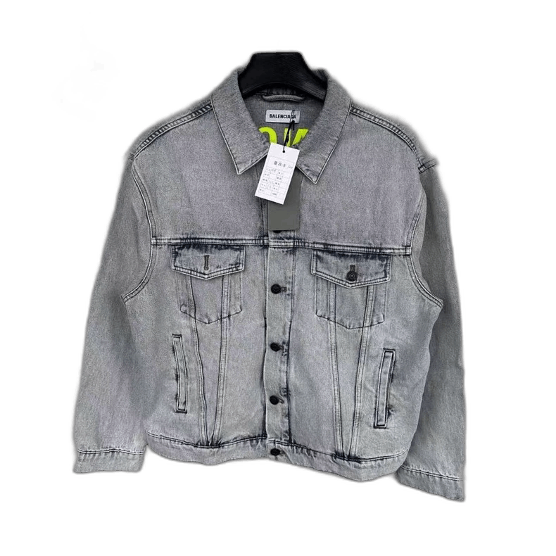 balenciaga embroidered logo denim jacket