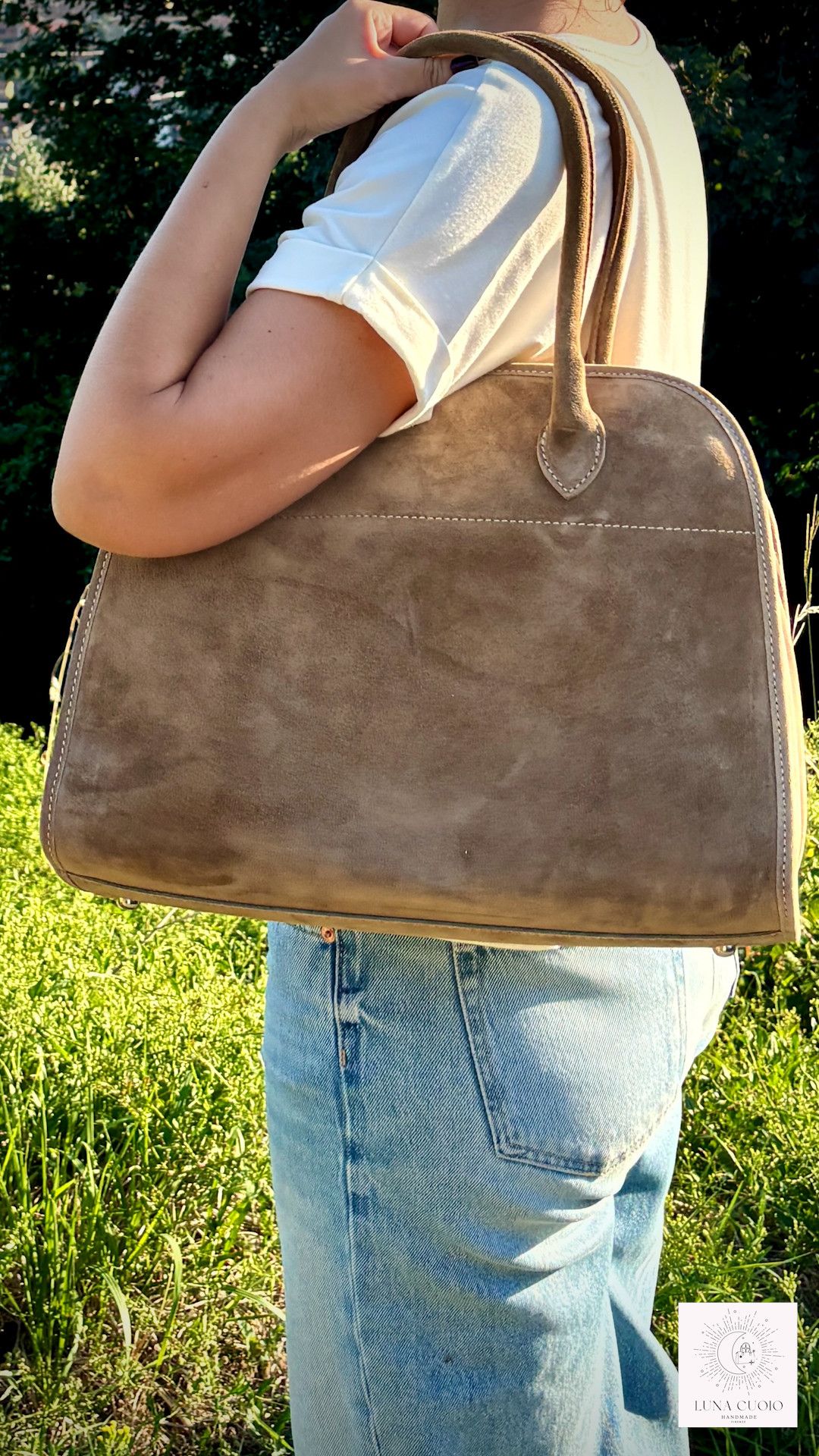 Vera Pelle Suede Tote Bag Minimal Leather Tote Bags Size ONE SIZE - 1 Thumbnail