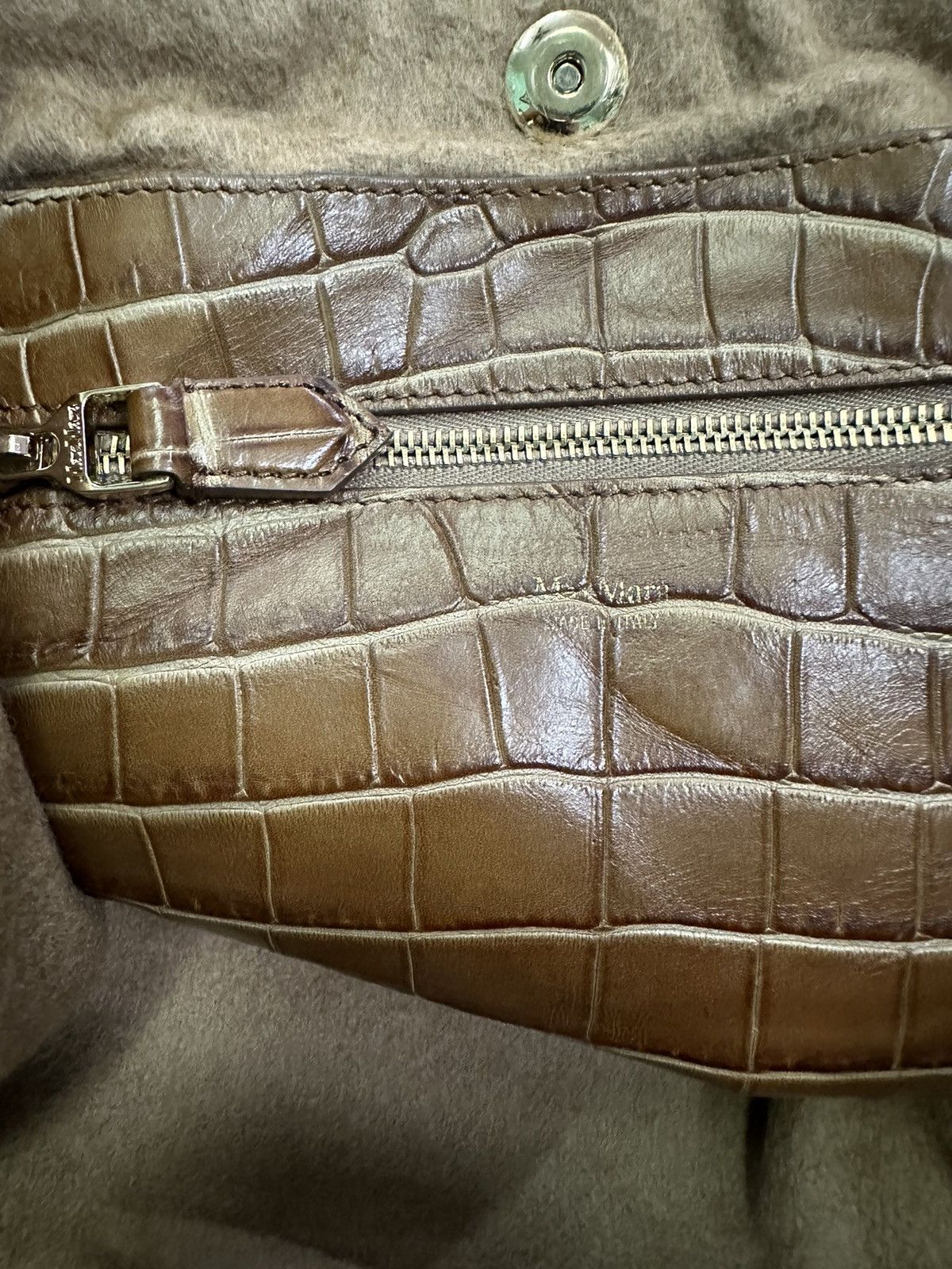 Vintage RARE MAX MARA EMBOSSED CROC LETAHER Size ONE SIZE - 20 Thumbnail