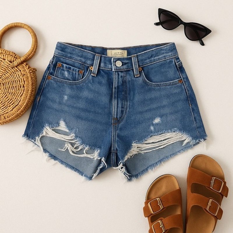 Levi's Levi’s Premium Distressed High Rise Denim Shorts W28 Size 28" / US 6 / IT 42 - 7 Thumbnail