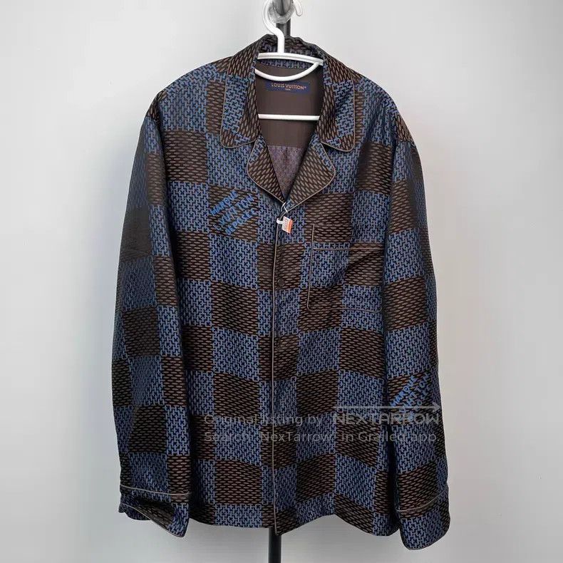 Louis Vuitton Louis Vuitton Fei Dong Xiu Blue Checkerboard Logo Long Sle Size US XL / EU 56 / 4 - 9 Thumbnail