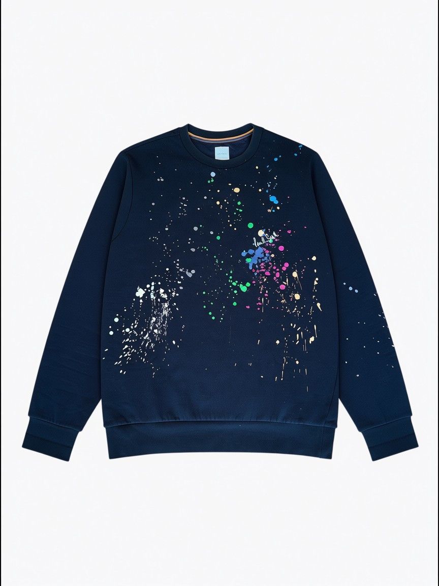 Paul Smith Paul Smith - Navy "Artist Stripe" Paint Splatter Sweatshirt Size US M / EU 48-50 / 2 - 2 Thumbnail