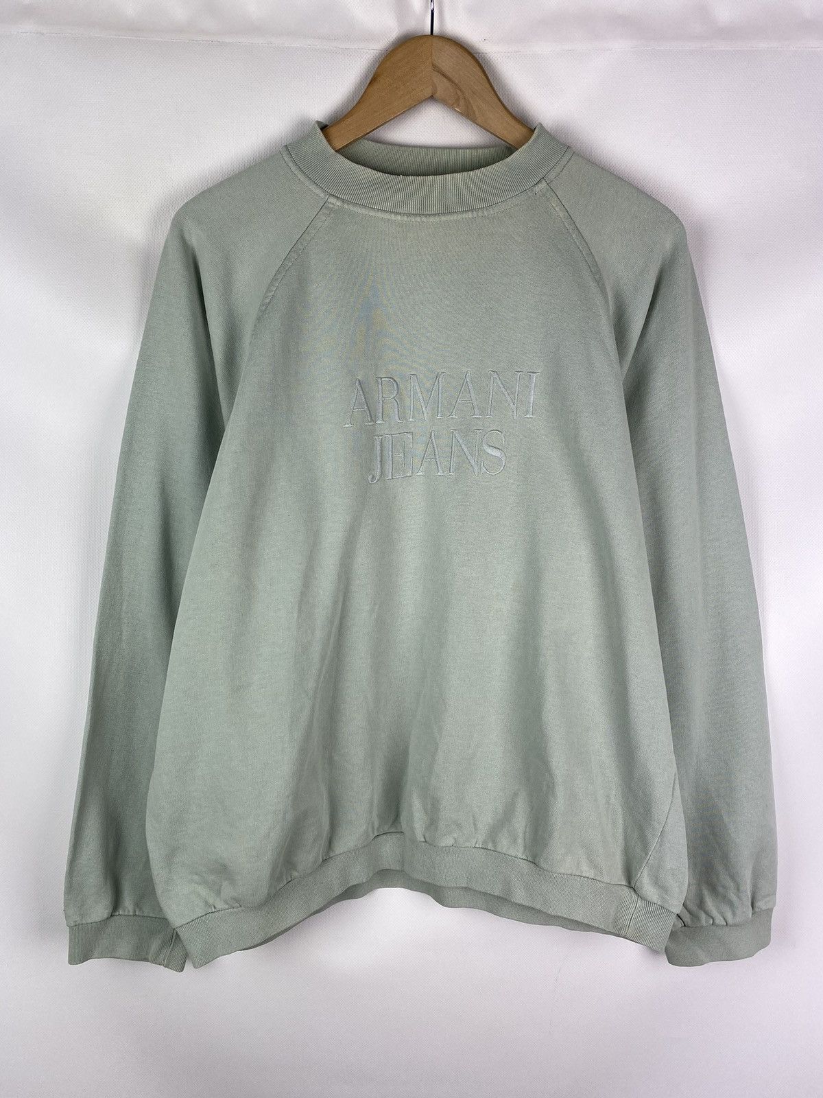 Armani × Vintage Armani Jeans Vintage Y2K Big Logo Men’s Sweatshirt Pullover Size US L / EU 52-54 / 3 - 1 Thumbnail