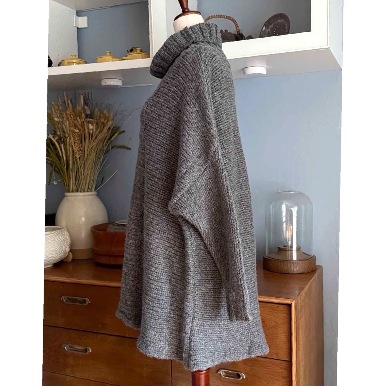 Vintage VINTAGE Kristensen Du Nord Chunky Knit Wool Sweater Turtleneck Lagenlook Grey Sz 2/M Womens Pull Over 82% wool, 18% nylon Size XS / US 0-2 / IT 36-38 - 3 Thumbnail