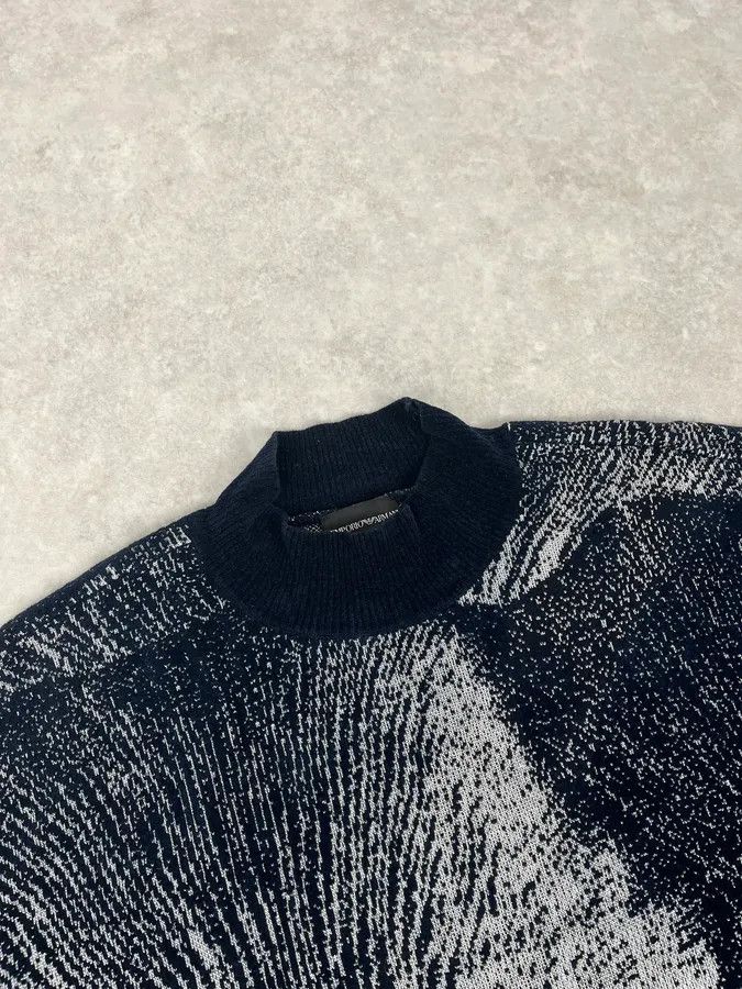 Emporio Armani SS2020 Emporio Armani Mountain Landscape High Neck Navy Sweater Size US S / EU 44-46 / 1 - 5 Thumbnail