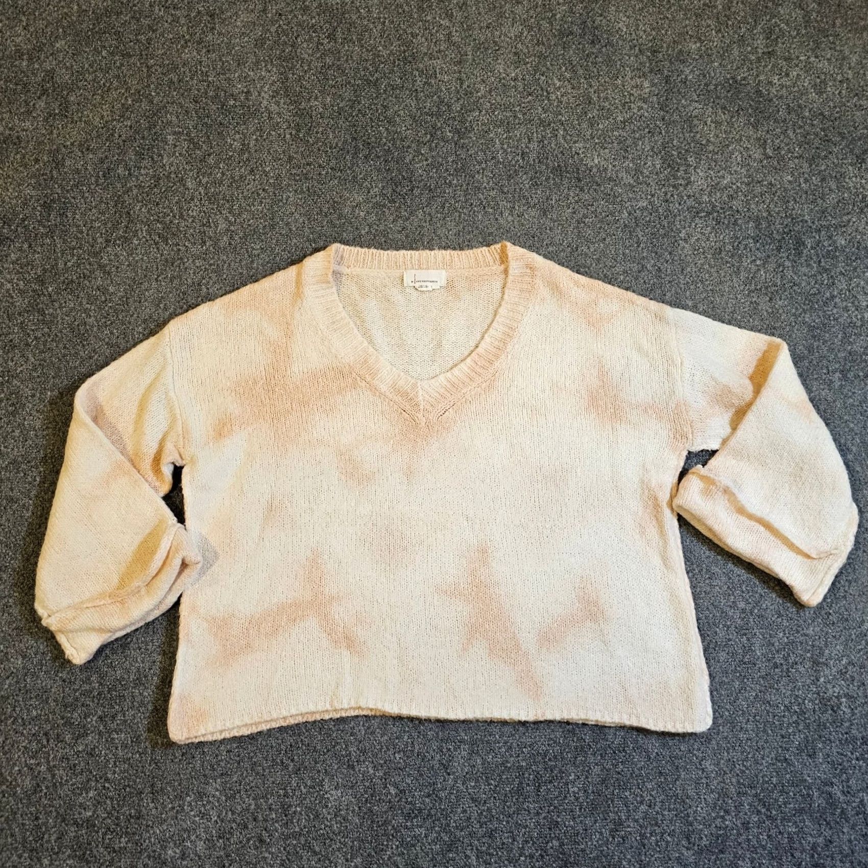 Anthropologie Anthropologie Sweater Womens Small Pink White Tie Dye 3/4 Sleeve V Neck Casual Womens Size S / US 4 / IT 40 - 2 Thumbnail