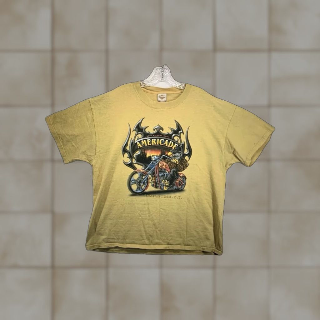 Budweiser VINTAGE Budweiser Men's T-Shirt Biker Motorcycle Rally 2005 Short Sleeve Crew Neck Yellow Cotton XL Size US XL / EU 56 / 4 - 1 Thumbnail