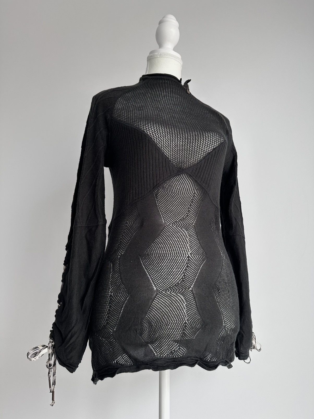 Just Cavalli 00s Just Cavalli Y2K Black Cotton Mini Mesh Dress Sz 46 Size L / US 10 / IT 46 - 2 Thumbnail