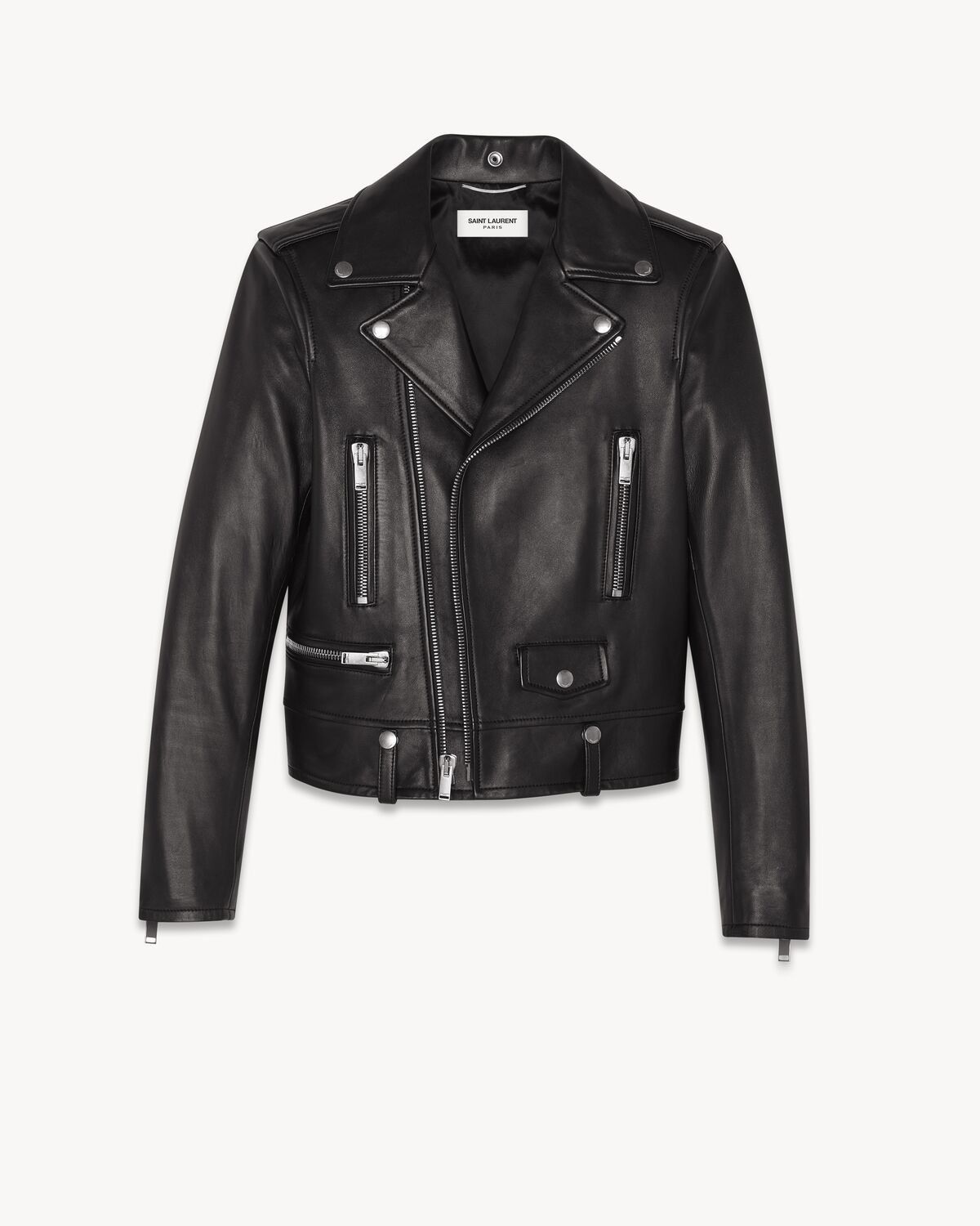 Saint Laurent Paris 💥$5.5K VALUE💥Motorcycle Jacket in plunged Lambskin Size US L / EU 52-54 / 3 - 1 Thumbnail