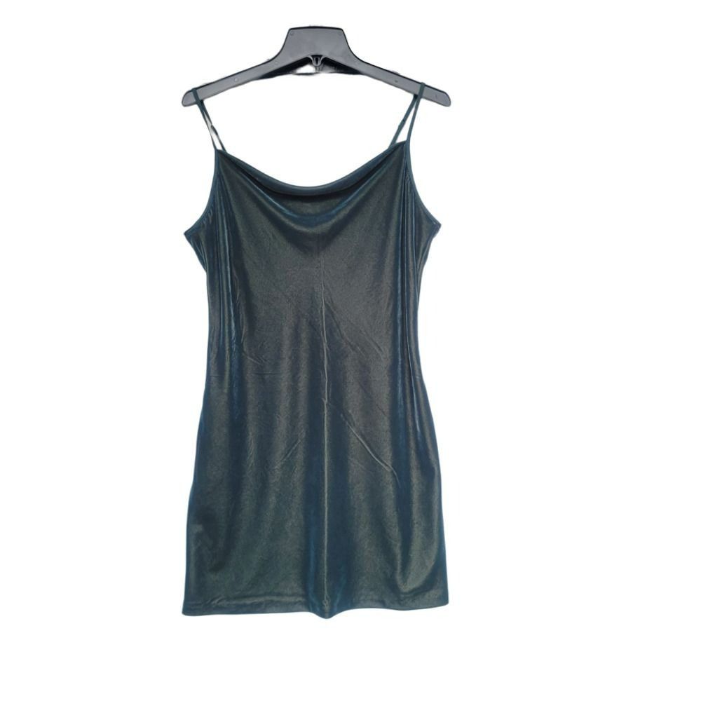Banana Republic Velvet Slip Party Dress Dark Green Cowl Nec