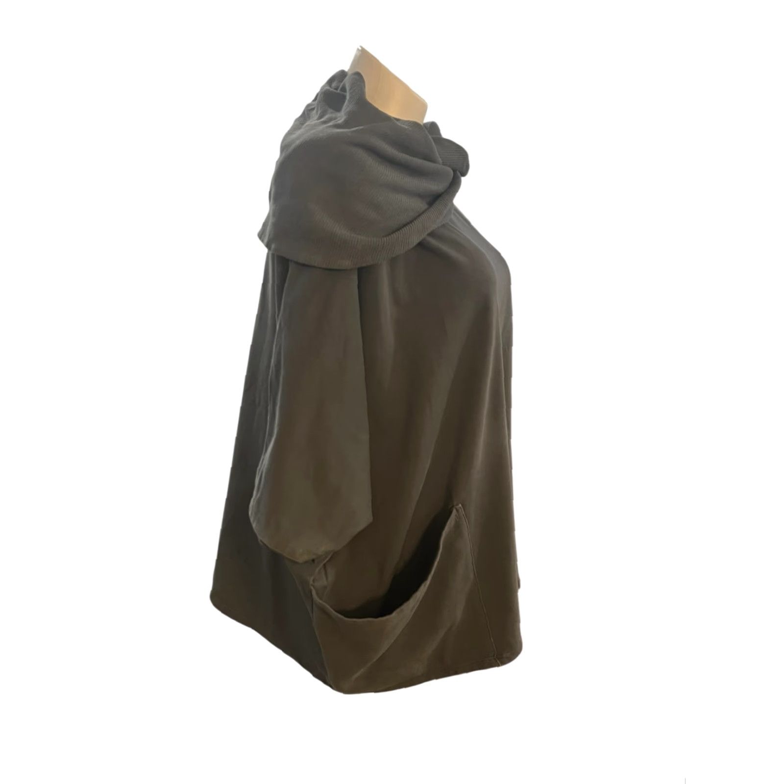 Vintage Tina Stephens Cotton Cowl Neck Wrap Jacket One Size Gray Lagenlook Size ONE SIZE - 4 Thumbnail