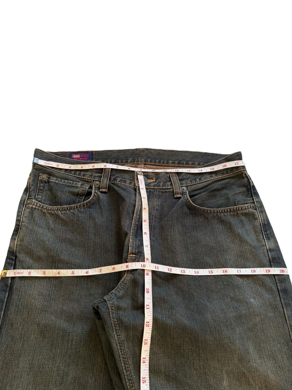 Edwin × Japanese Brand Vintage Japanese Edwin 503 Rusty Mud Wash Loose Baggy Jeans Size US 35 - 12 Thumbnail