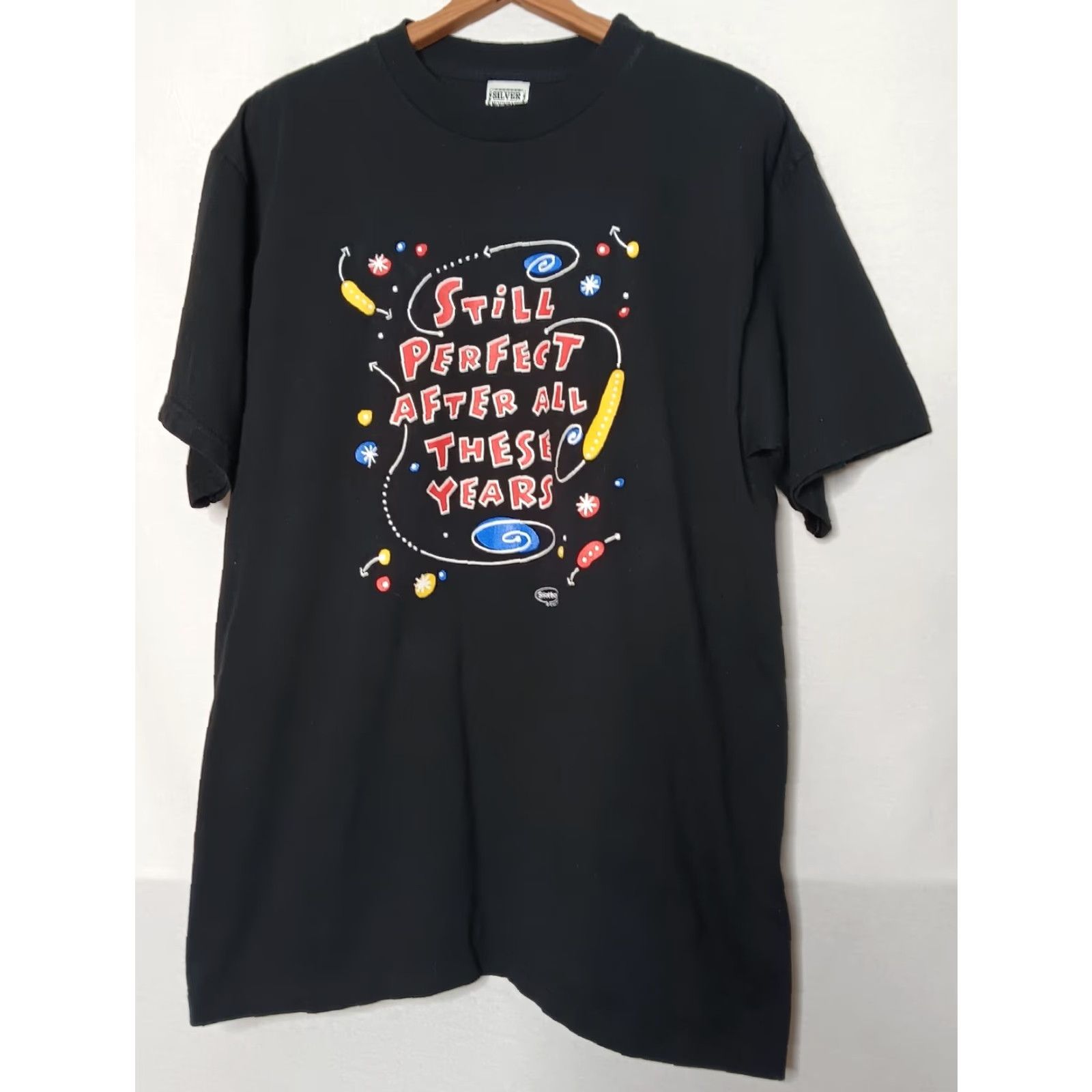 Vintage VINTAGE Silver Mountain Shoebox Greetings Shirt L Black Graphic T-Shirt Birthday Mens Size US L / EU 52-54 / 3 - 2 Thumbnail
