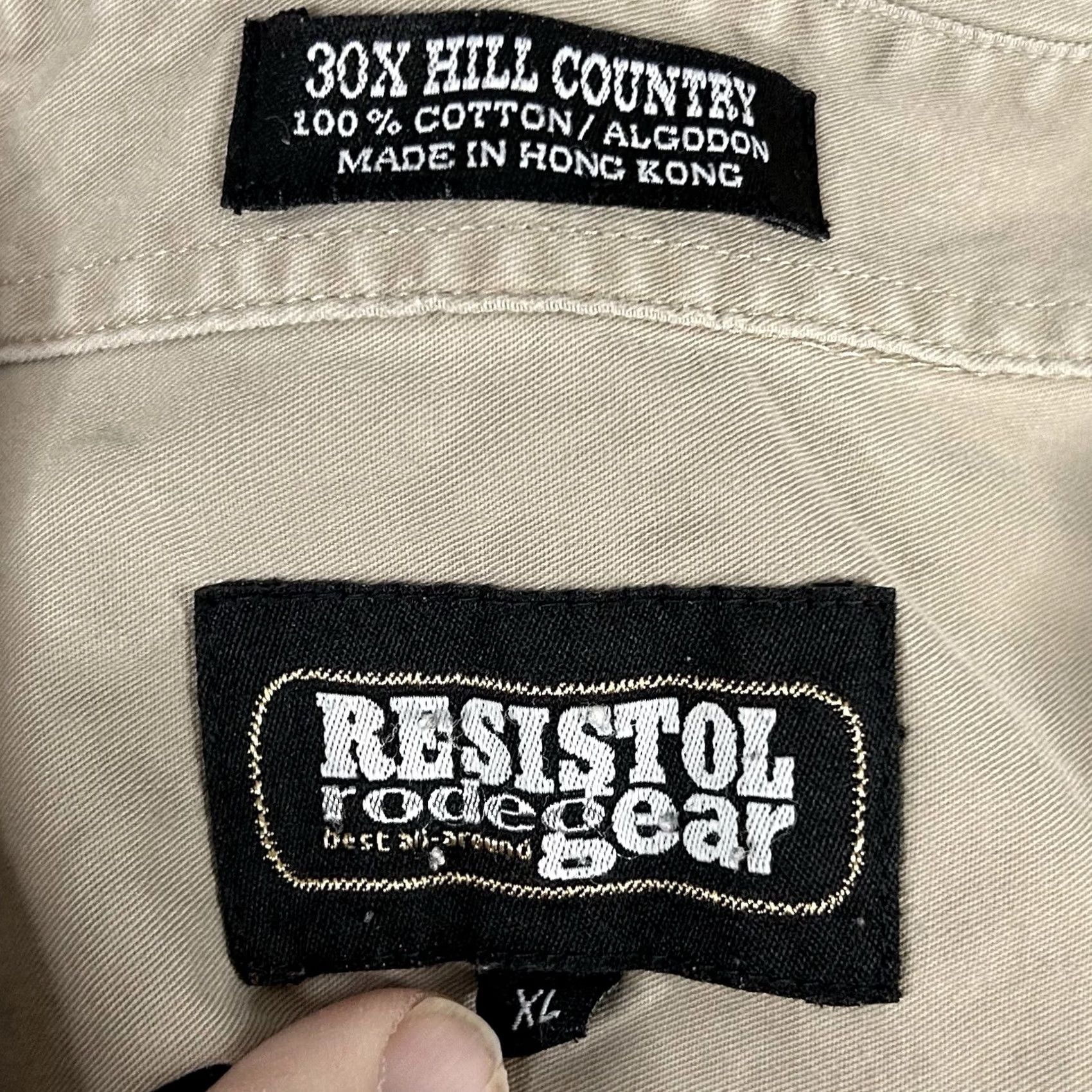 Vintage Resistol XL Rodeo Gear Shirt 30X Hill Country Beige 100% Cotton Short Sleeve Beige Button-Up MENS XL Size US XL / EU 56 / 4 - 3 Thumbnail