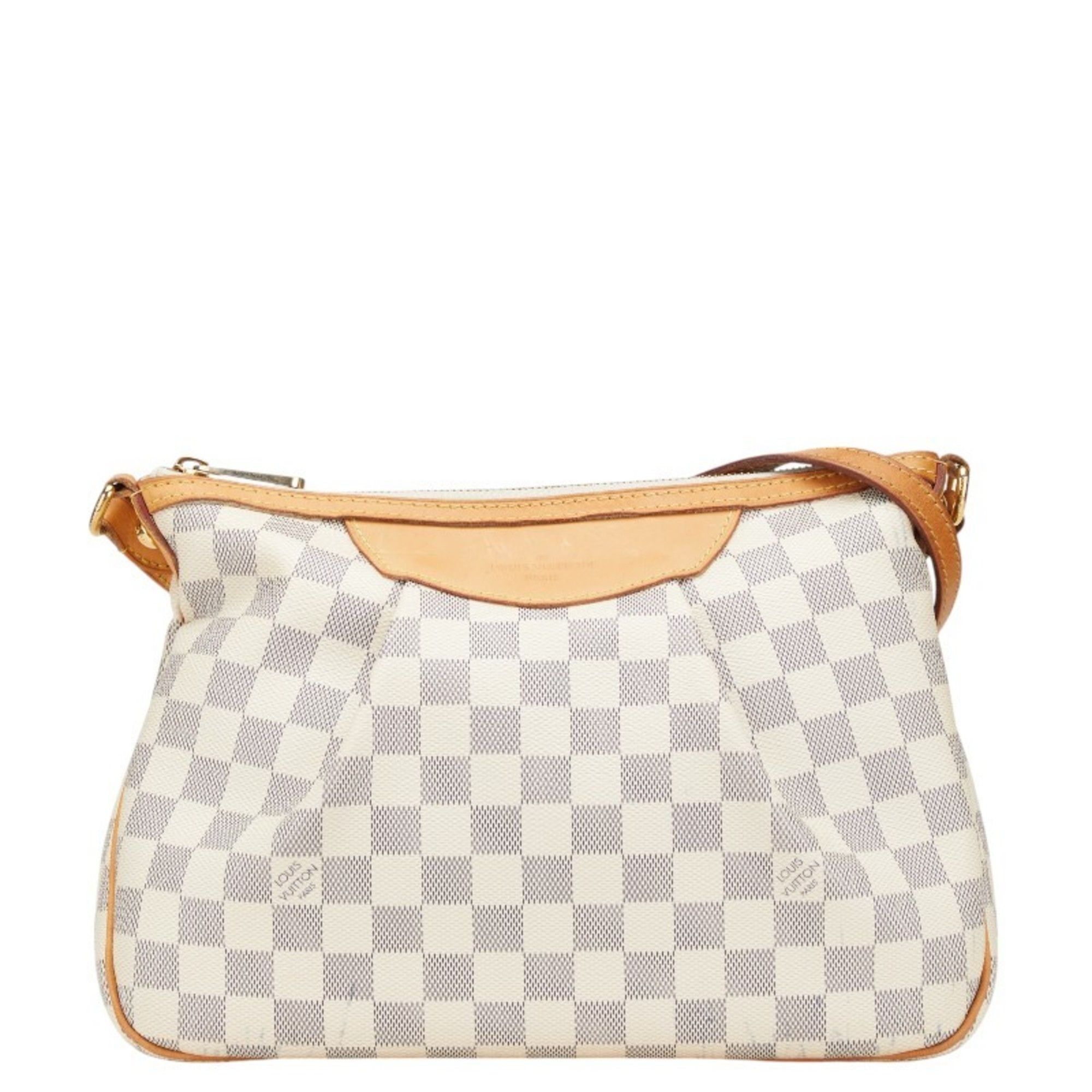 Louis Vuitton Damier Azur Syracuse PM Crossbody Shoulder Bag N41113 White Leather Women's LOUIS VUITTON