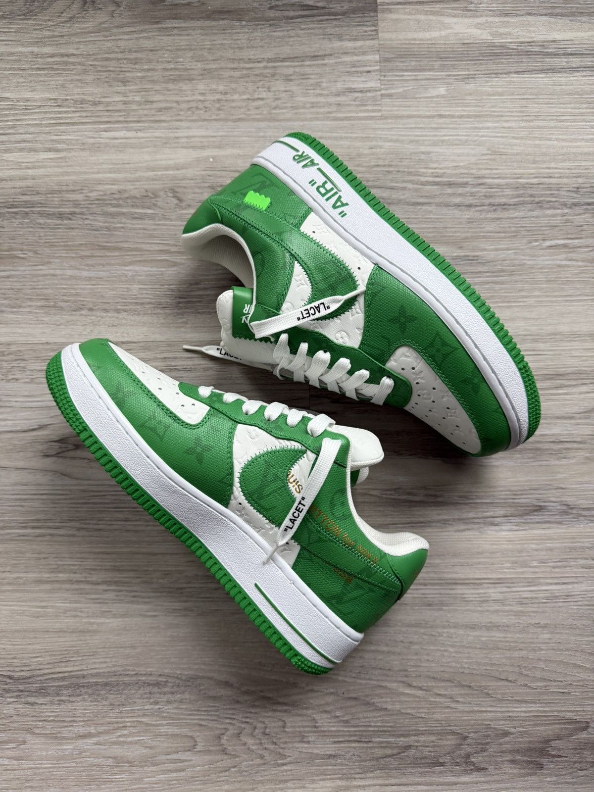 Louis Vuitton LV Nike Air Force 1 Green Monogram Size US 6.5 / EU 39-40 - 3 Thumbnail