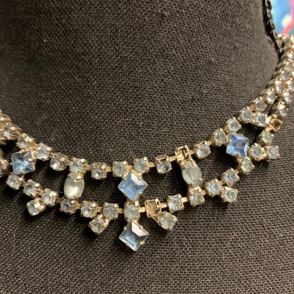 Designer Vintage Blue Rhinestone Necklace Size ONE SIZE - 2 Thumbnail