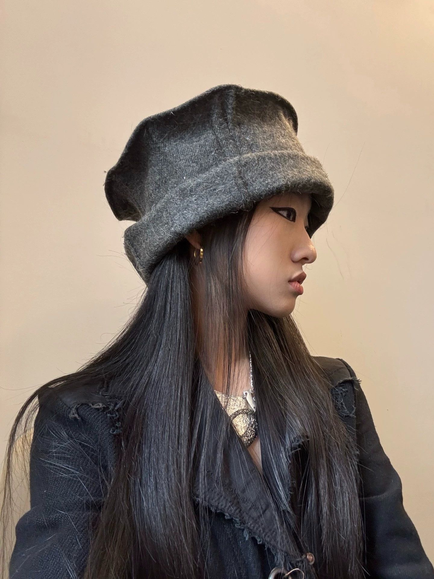 Vintage Vintage Pakistan Wool Pleated Bucket Hat, Rollable, Large Size ONE SIZE - 3 Thumbnail
