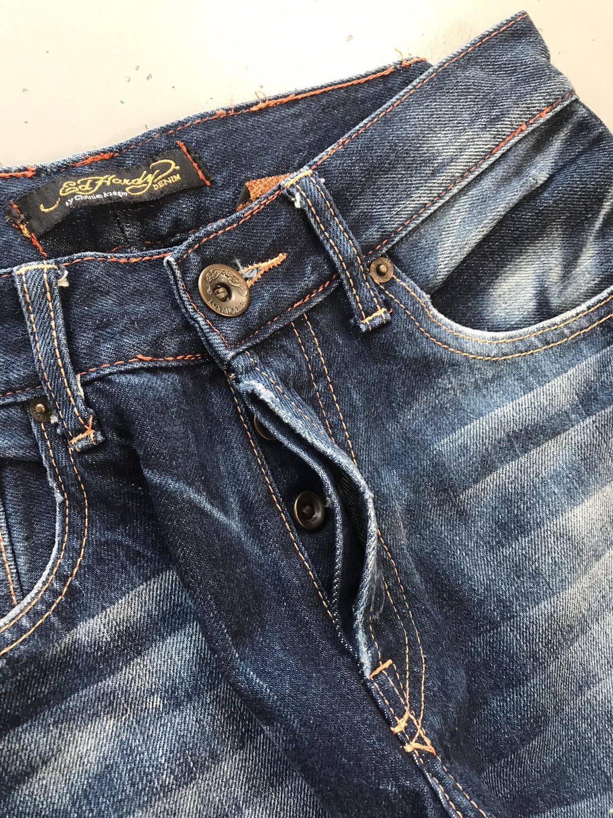 Ed Hardy × Vintage Vintage Edhardy wolf 🐺 face embroidered denim Size 28" / US 6 / IT 42 - 5 Thumbnail