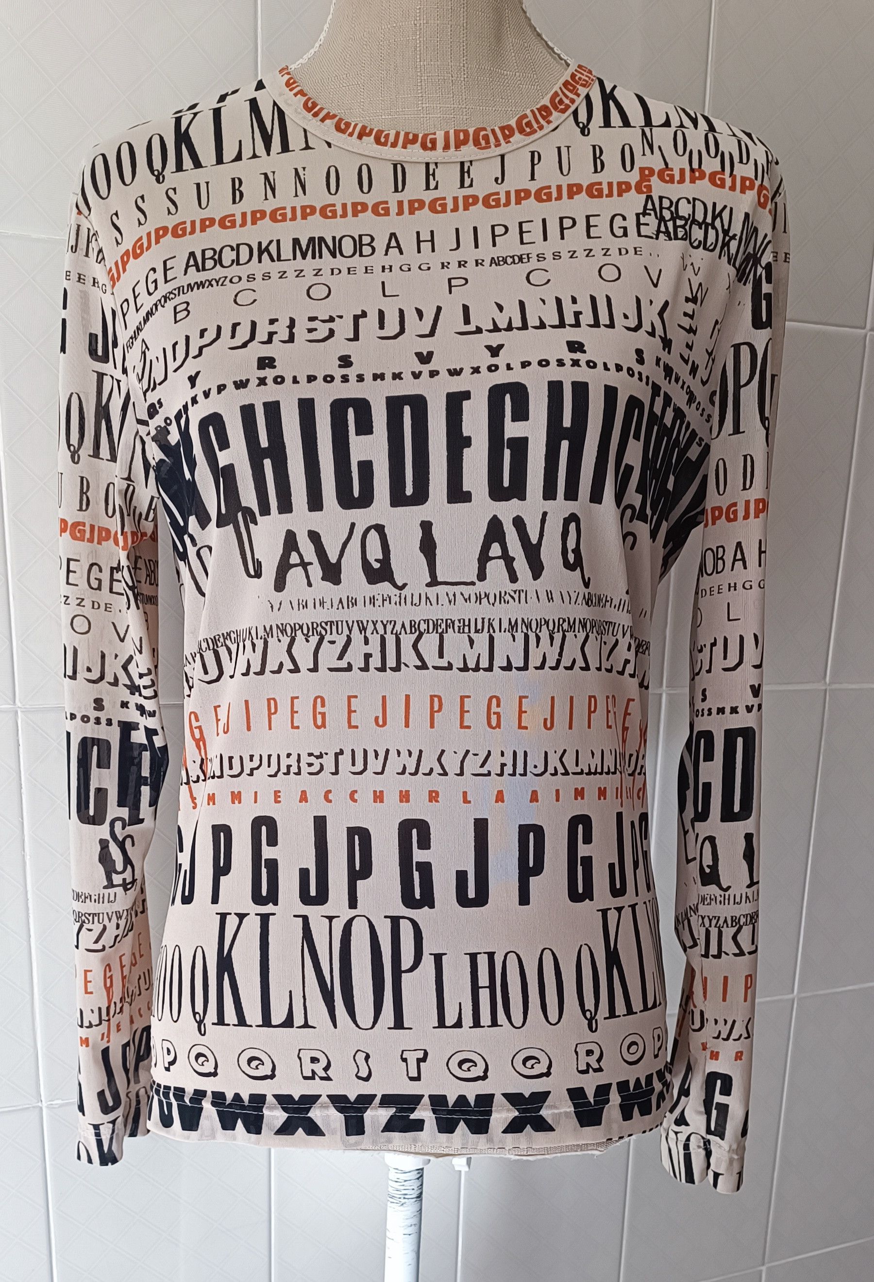 Jean Paul Gaultier Fall 1995 - Iconic letters lycra top Size US M / EU 48-50 / 2 - 1 Thumbnail
