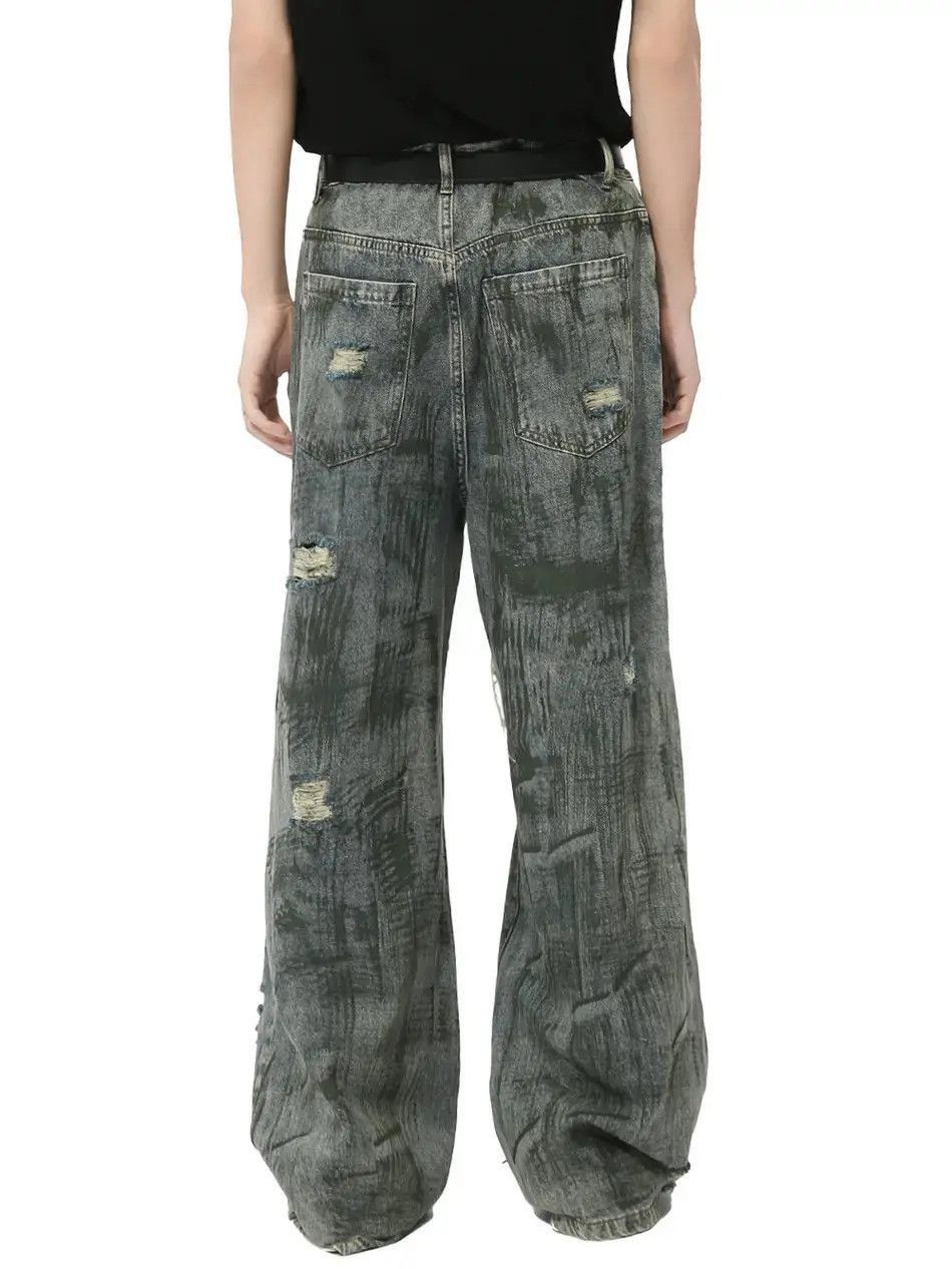 Japanese Brand Retro patchwork straight leg ripped jeans Size US 30 / EU 46 - 4 Thumbnail