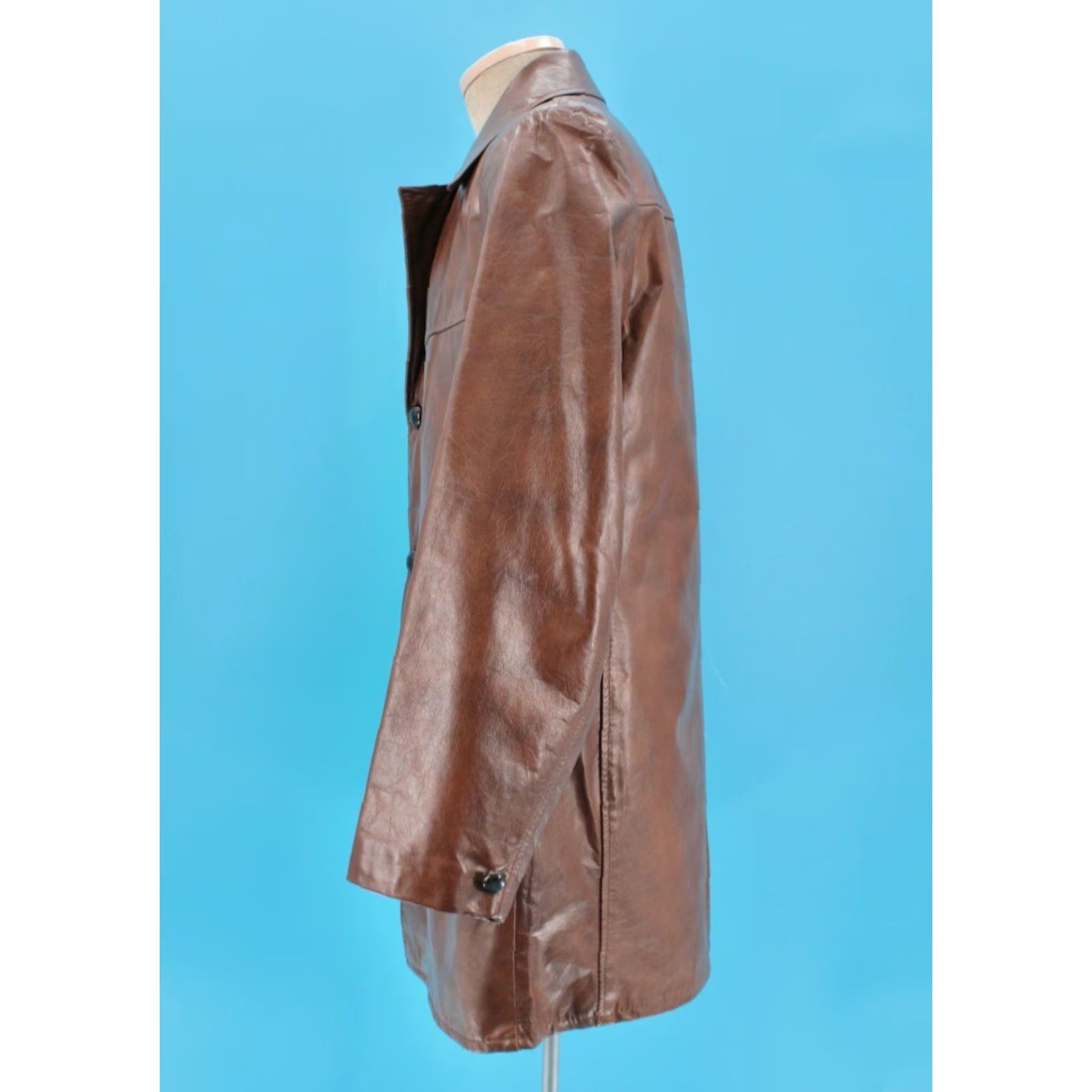 Vintage VINTAGE Mens 70s Leather Jacket Brown Sz 38 R 1970s The Leather Shop Disco Good condition Leather Shirt/Coat Mens Size US XXS / EU 40 - 3 Thumbnail