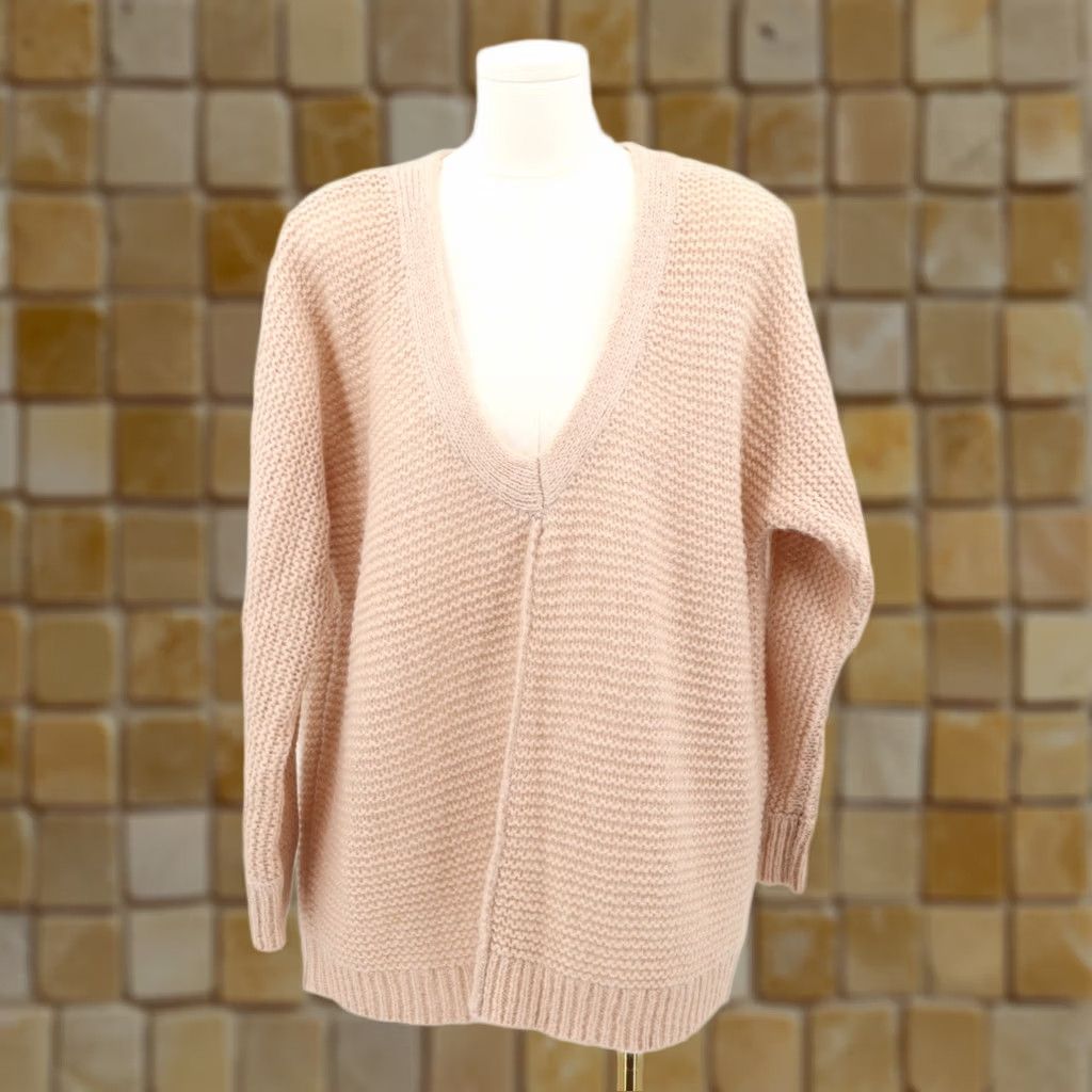 Free People Free People V-Neck Pullover Sweater Oversized Knit Pink Acrylic Wool Blend S Womens Pullover IDK Size S / US 4 / IT 40 - 1 Thumbnail