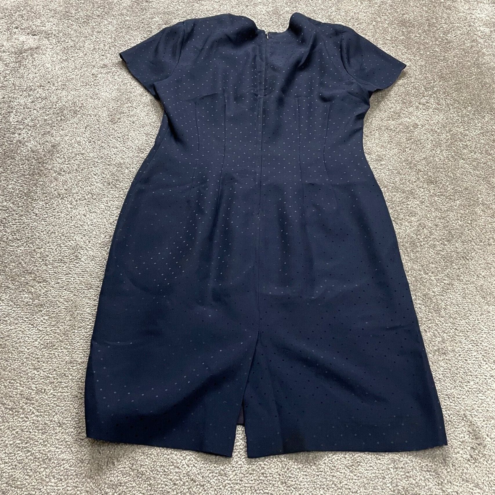 Liz Claiborne Liz Claiborne Dress Sheath Womens 14 Navy Blue Lined Back Slit Knee Length Work Size XL / US 12-14 / IT 48-50 - 2 Thumbnail