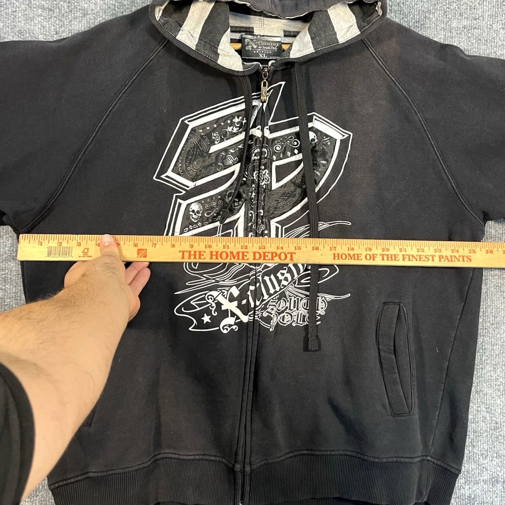 Southpole VINTAGE Southpole Hoodie XL Black Full Zip Skull Graphic Embroidered Logo Size US XL / EU 56 / 4 - 4 Thumbnail