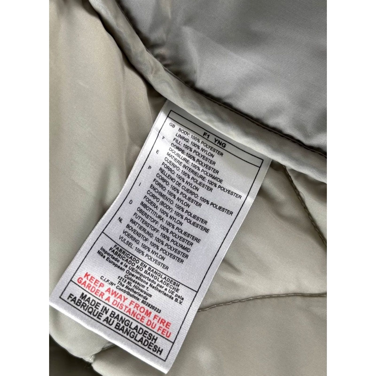 Nike Nike Quilted Jacket Mens Outer Layer L Ivory Polyester Long Sleeve Size US L / EU 52-54 / 3 - 5 Thumbnail