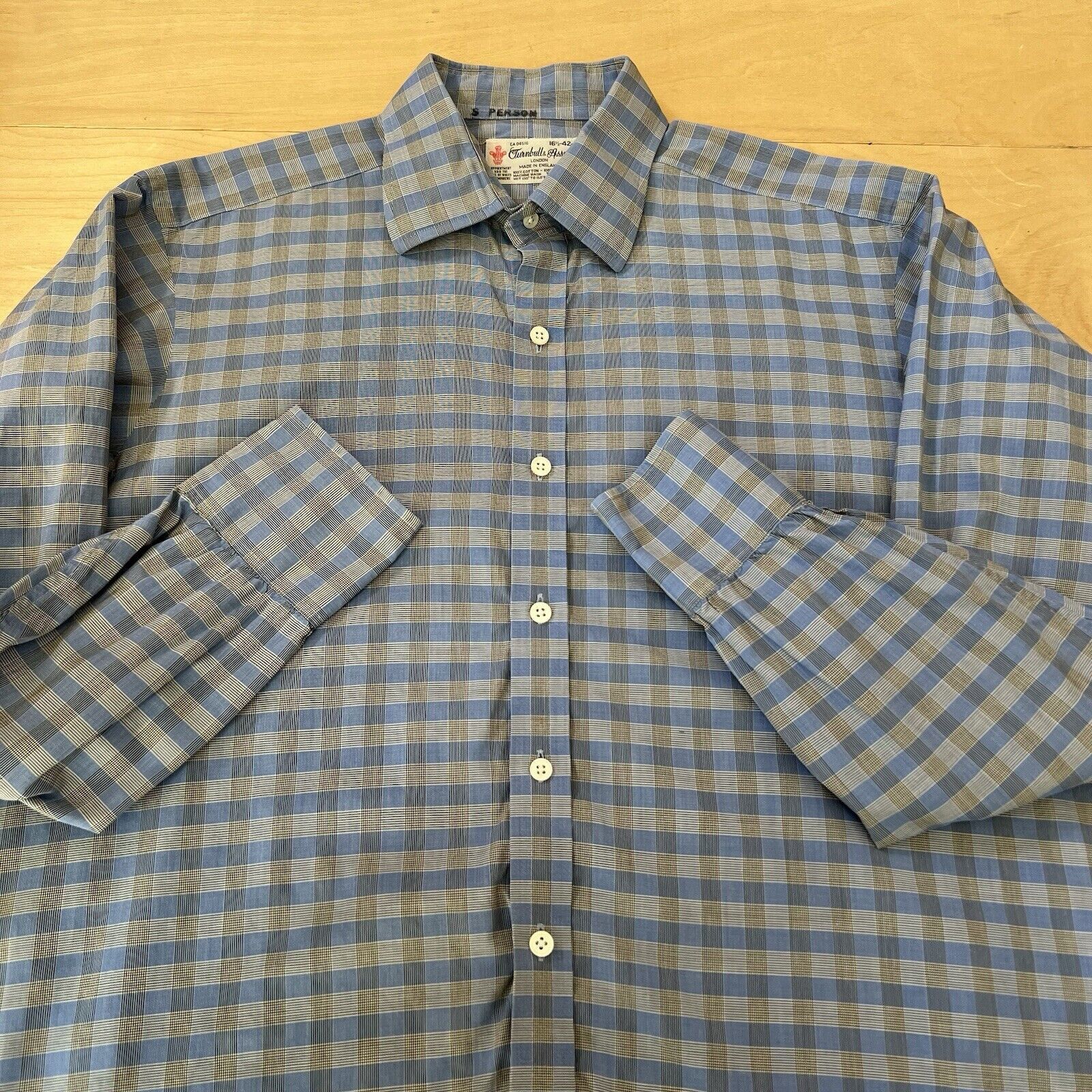Turnbull & Asser × Vintage Turnball & Asser Shirt 16.5 Blue Gray Striped Long Sleeve Size US XL / EU 56 / 4 - 4 Thumbnail