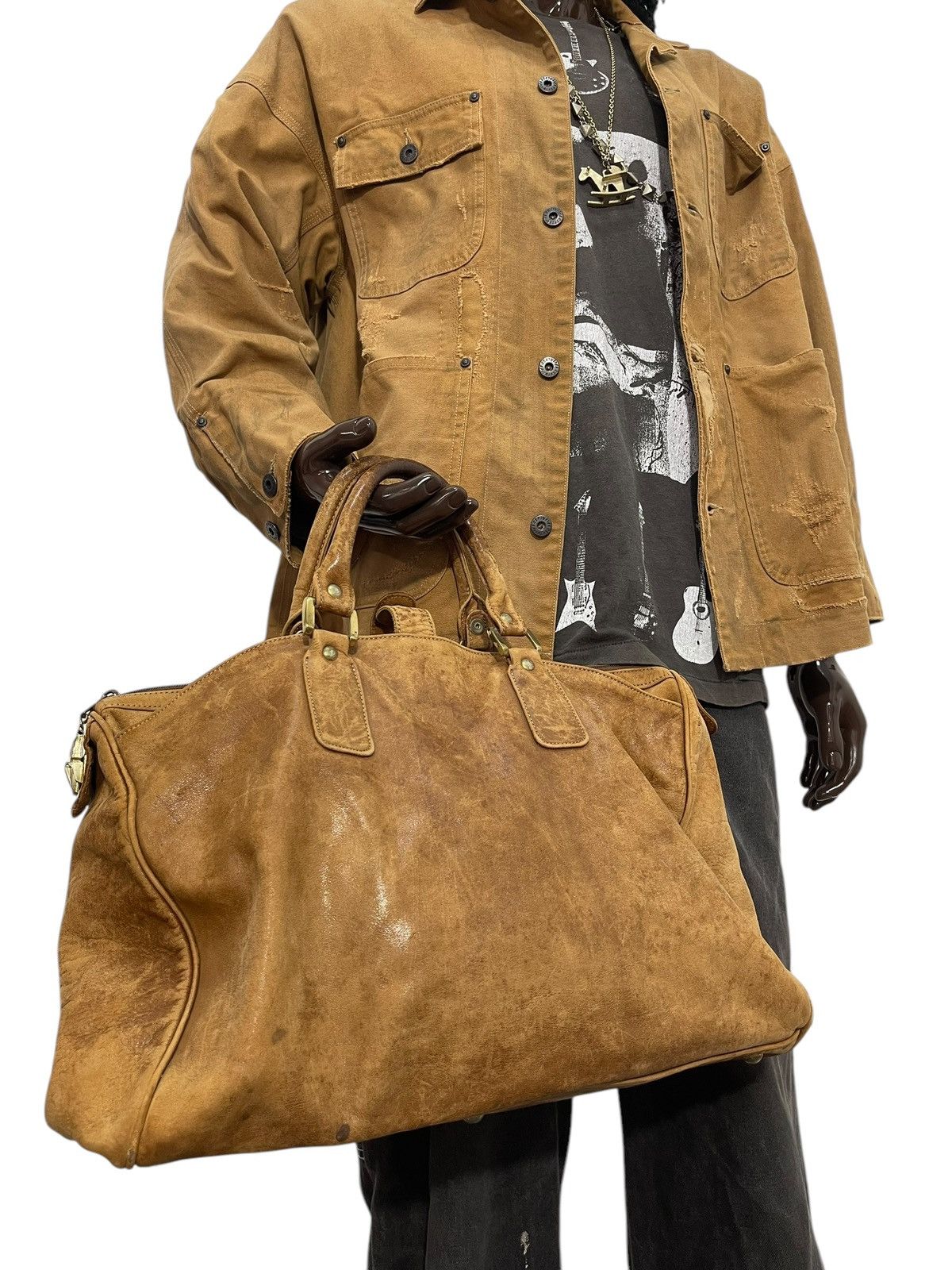 Genuine Leather Full Leather Patina Unknown Japan Vtg 80s Duffle Bag 1🟩6 Size ONE SIZE - 1 Thumbnail