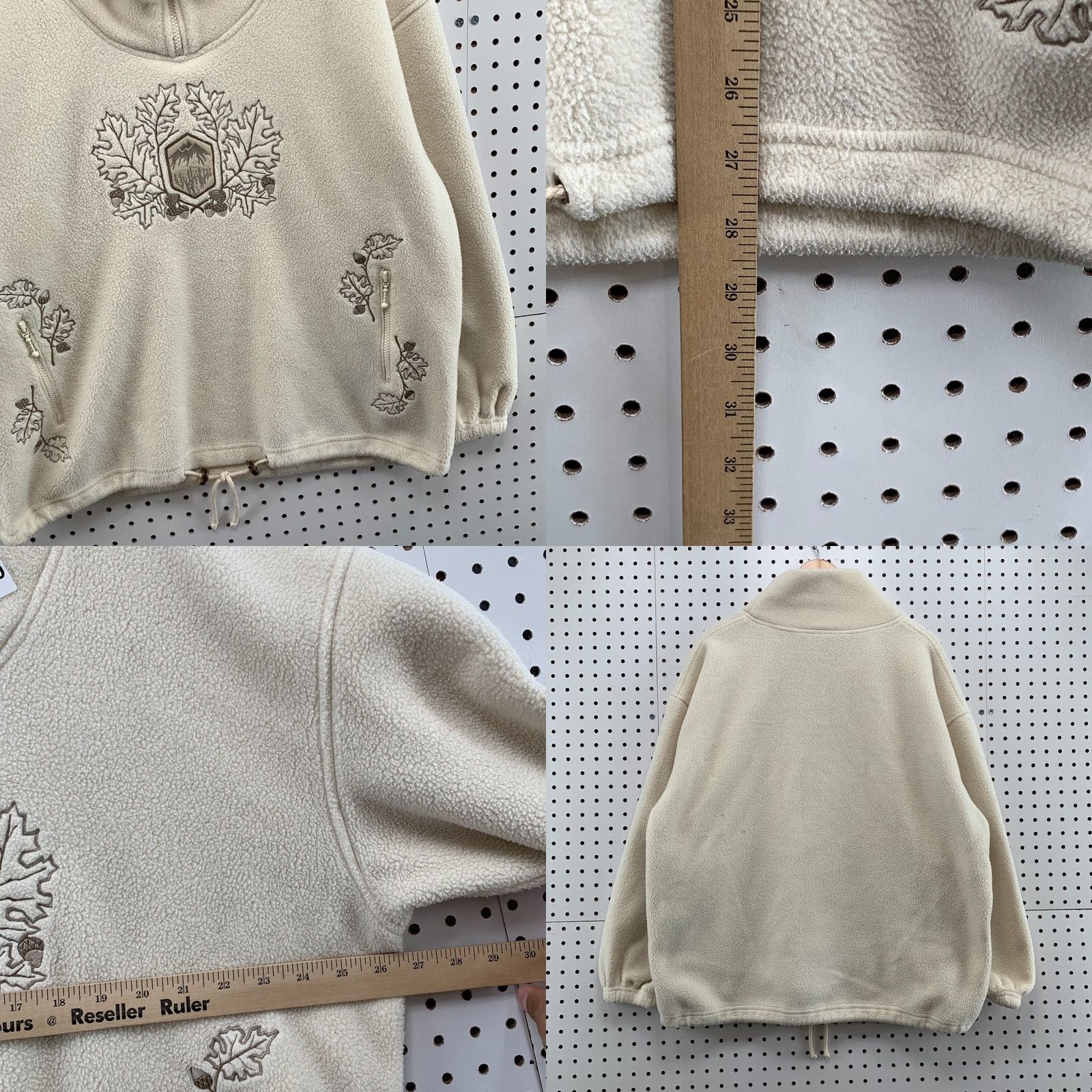Vintage Sno Skins Fleece Shawl Neck Sweatshirt 1/4 Zip Pullover Women Large 27x29 LEAVES Size L / US 10 / IT 46 - 9 Thumbnail