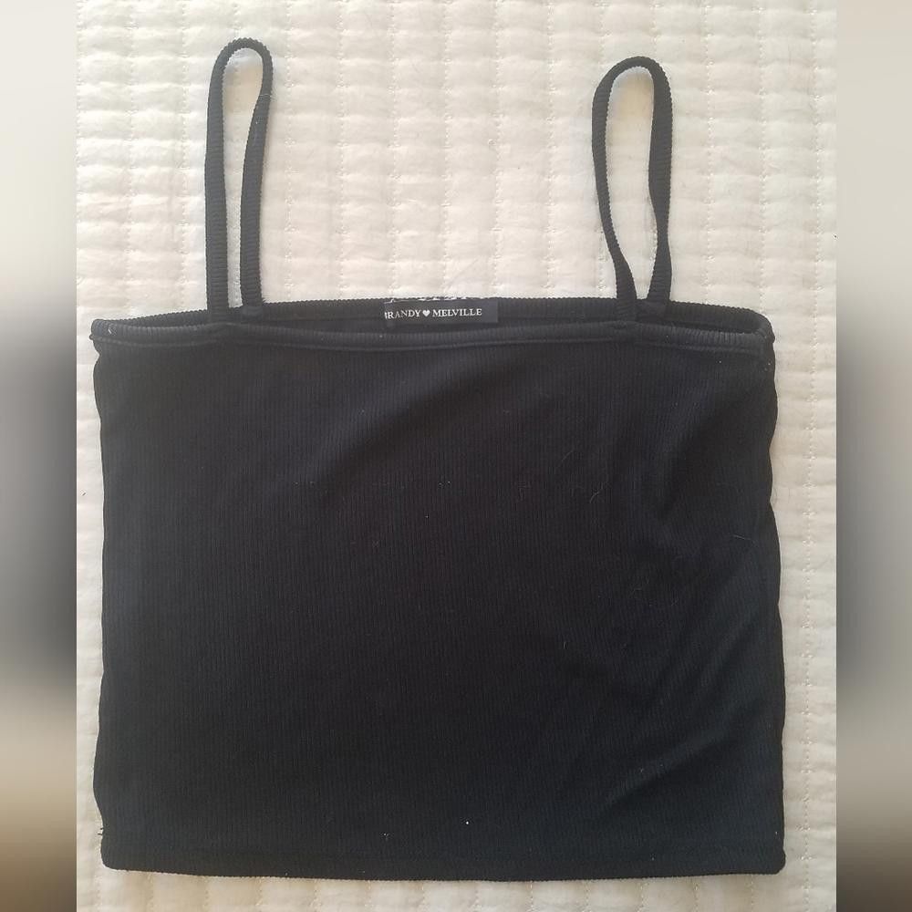 Designer Brandy Melville Black Crop Top Size ONE SIZE - 1 Thumbnail