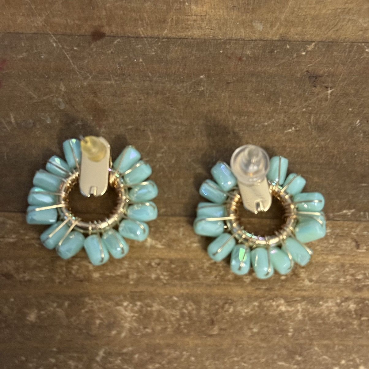 Other Aqua blue beaded sunflower earrings Size ONE SIZE - 4 Thumbnail