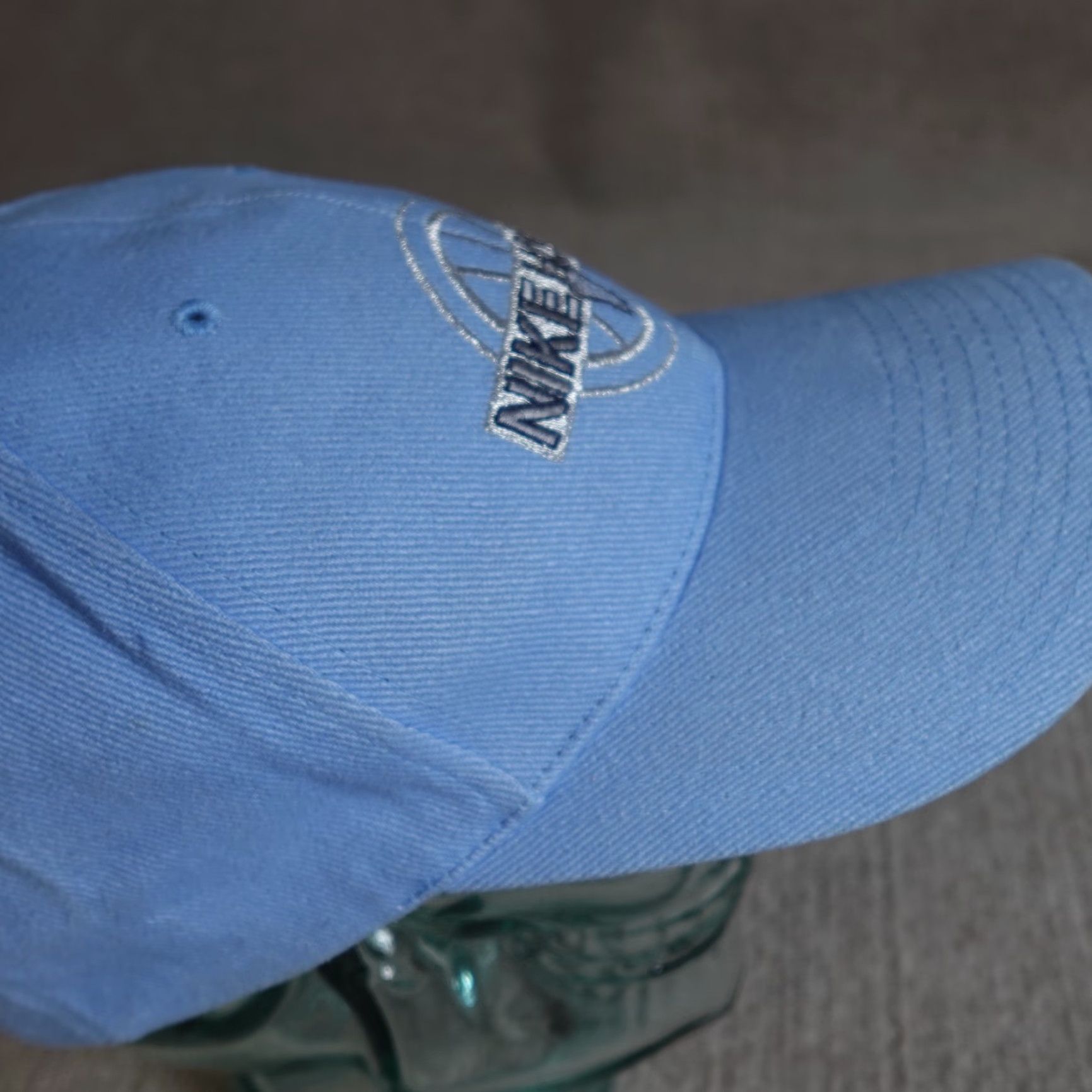 Nike VINTAGE Nike Hoops Hat Blue Nike Embroidered Copper Blue Canvas Adjustable Baseball Cap Men One Size Blue Hoops 90s? Size ONE SIZE - 3 Thumbnail