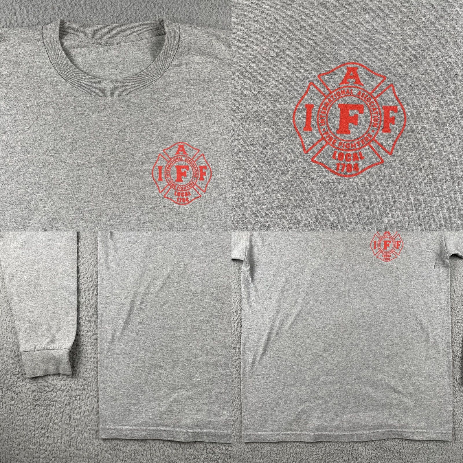 Vintage Vtg XL Memphis Tennessee Fire Fighters Local 1784 IAF Gray XL Long Sleeve Shirt Size US XL / EU 56 / 4 - 9 Thumbnail