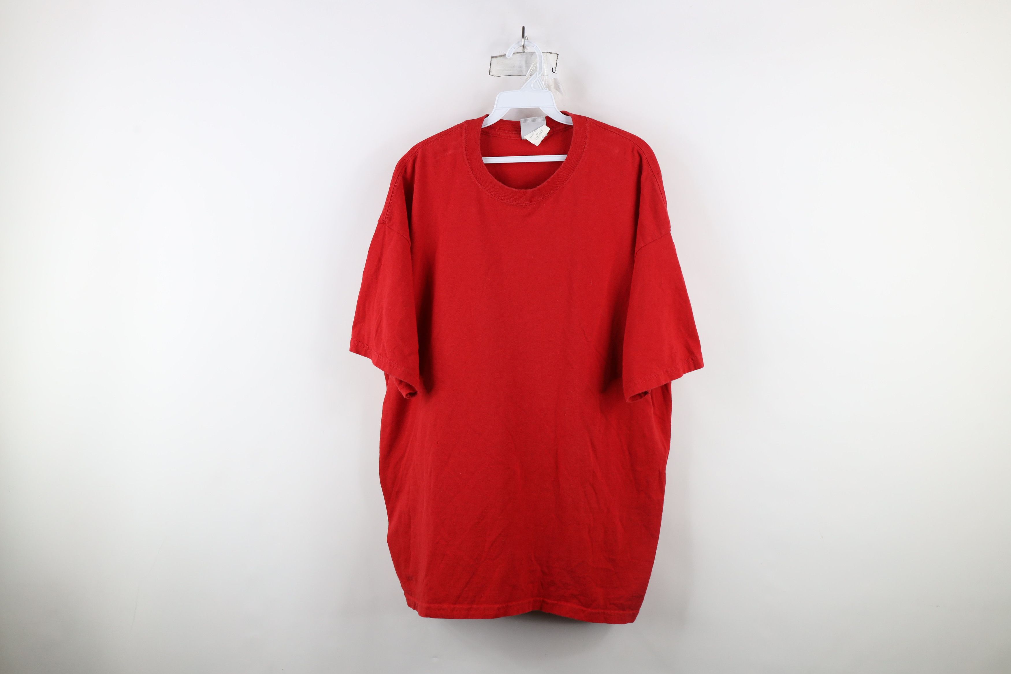 Vintage Vintage 90s Streetwear Distressed Blank Cotton T-Shirt Red Size US XXL / EU 58 / 5 - 1 Thumbnail