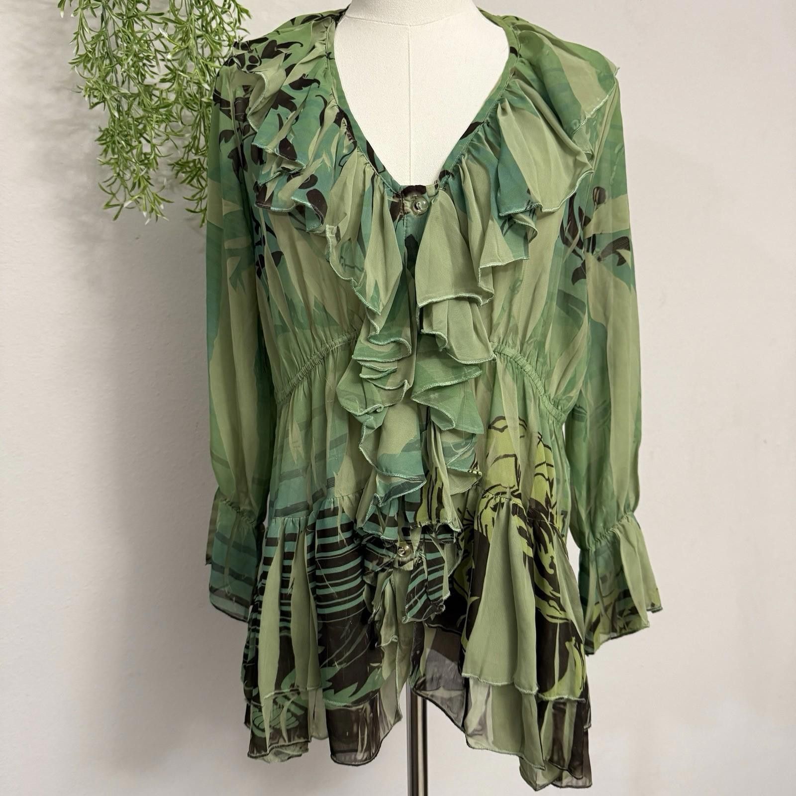 Designer Y2k DB Sport Made In Usa Fairy Ruffle Blouse Size S / US 4 / IT 40 - 1 Thumbnail