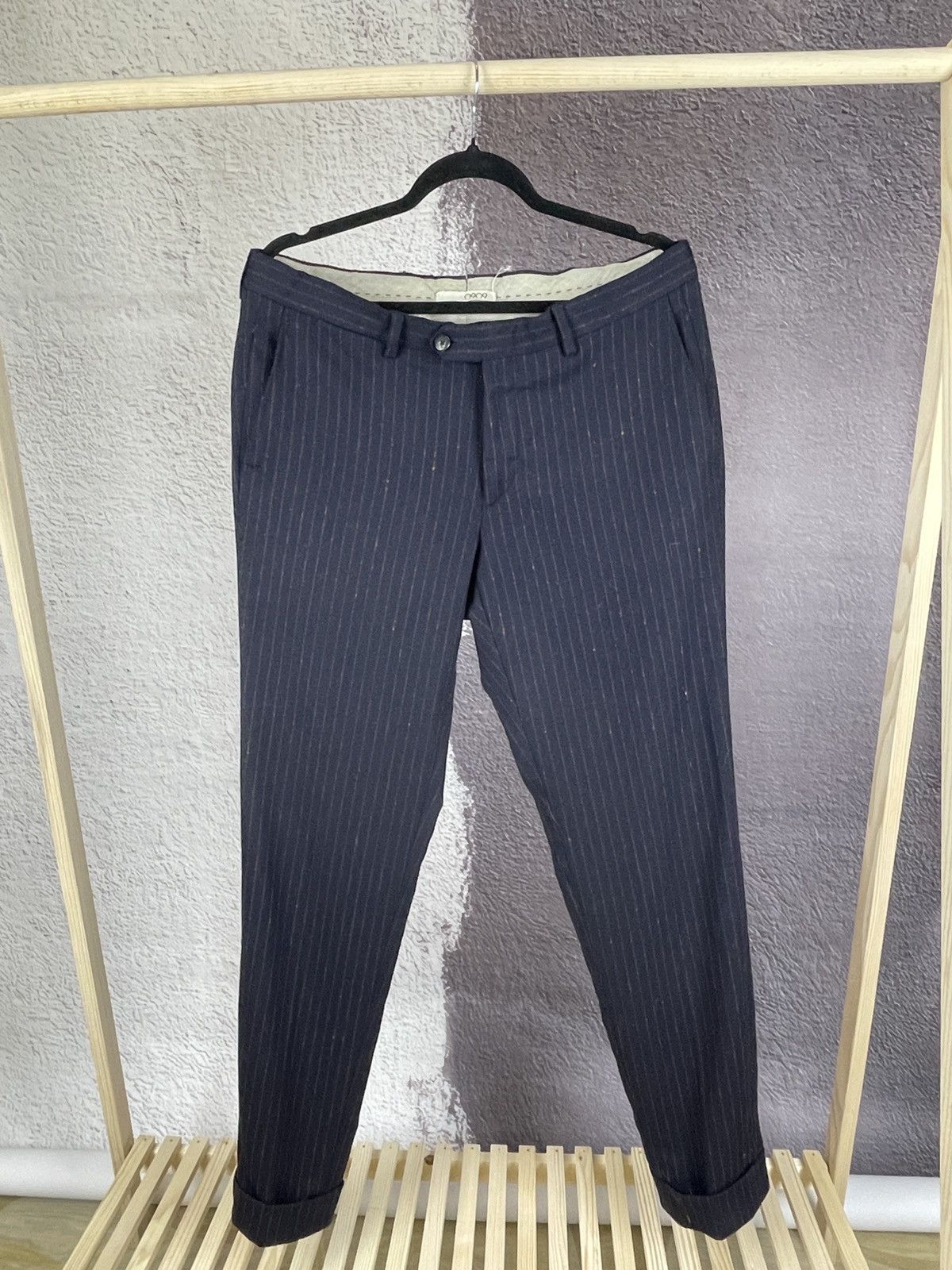 Other 0909 striped wool navy blue set vest + pants suit Size 40R - 10 Thumbnail