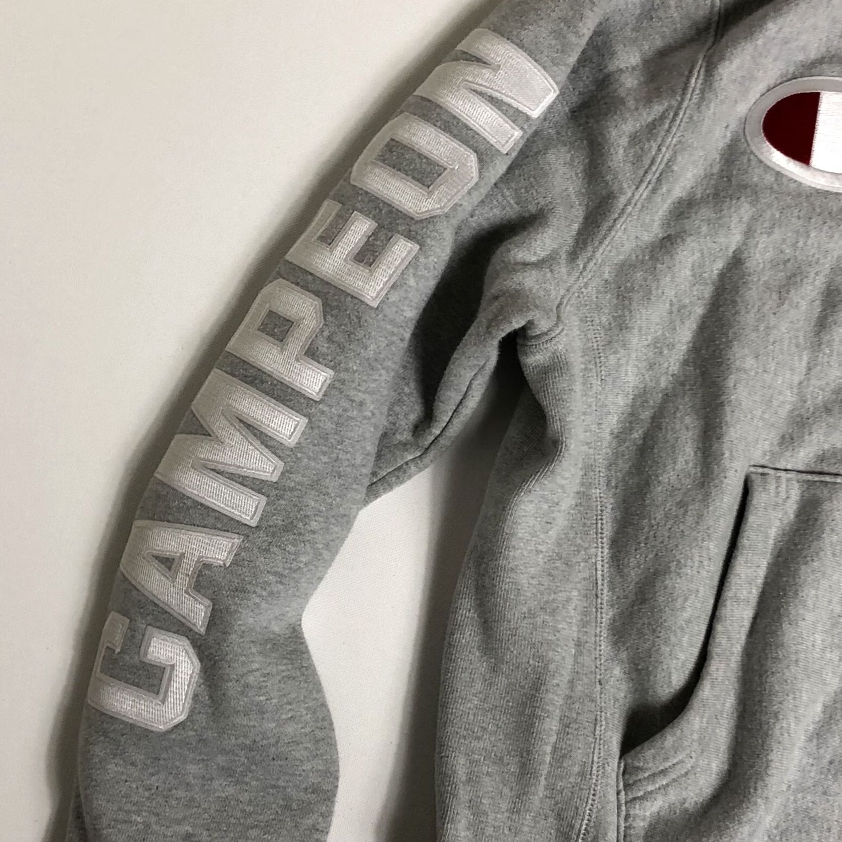 Champion Champion Mens Reverse Weave Heather Gray Embroidered Spellout Hoodie S Size Grey Fleece Size US S / EU 44-46 / 1 - 4 Thumbnail