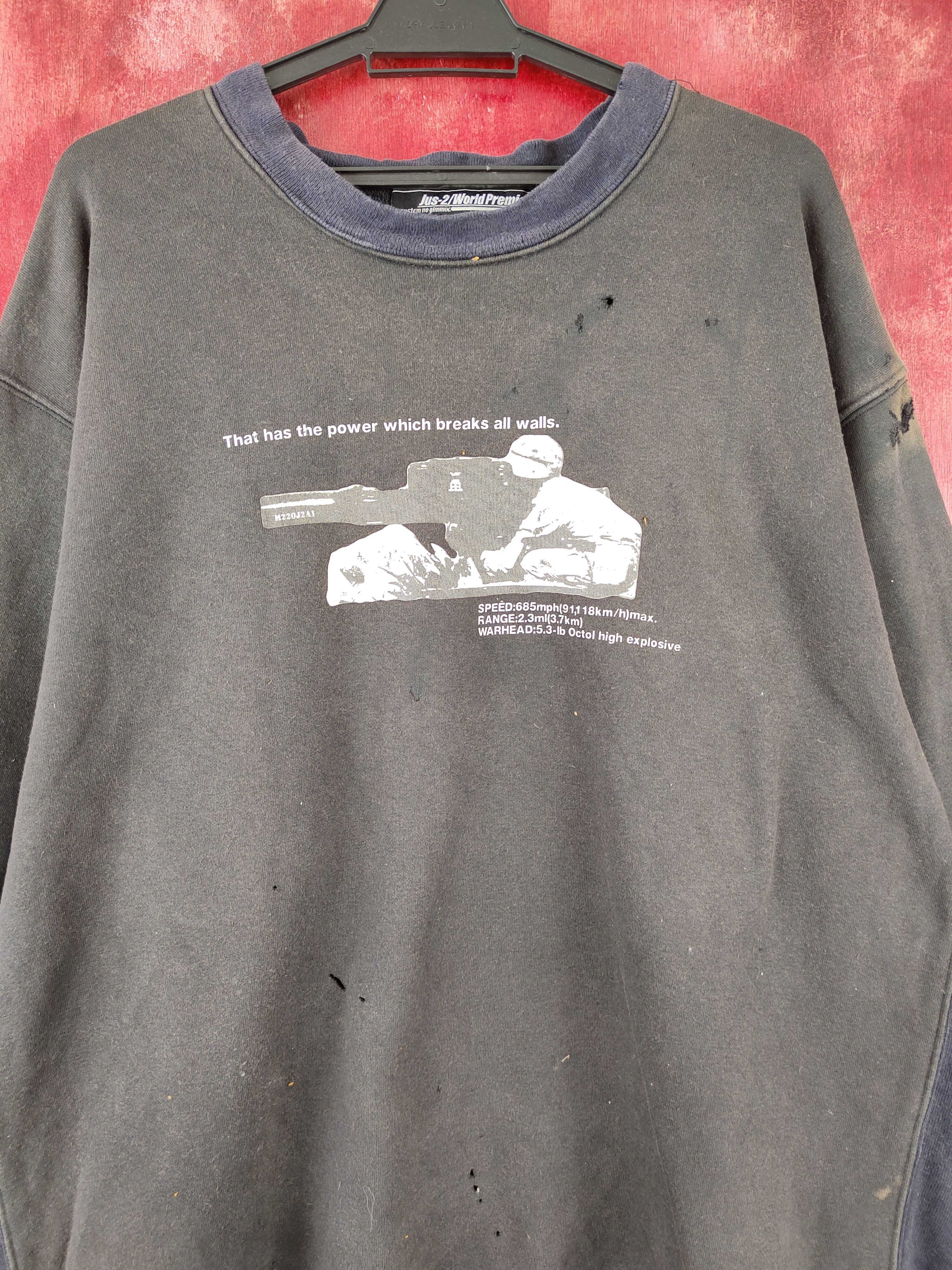Vintage DL Jus-2/World Premier war ripped vintage Sweatshirts #S2135 Size US XL / EU 56 / 4 - 2 Thumbnail